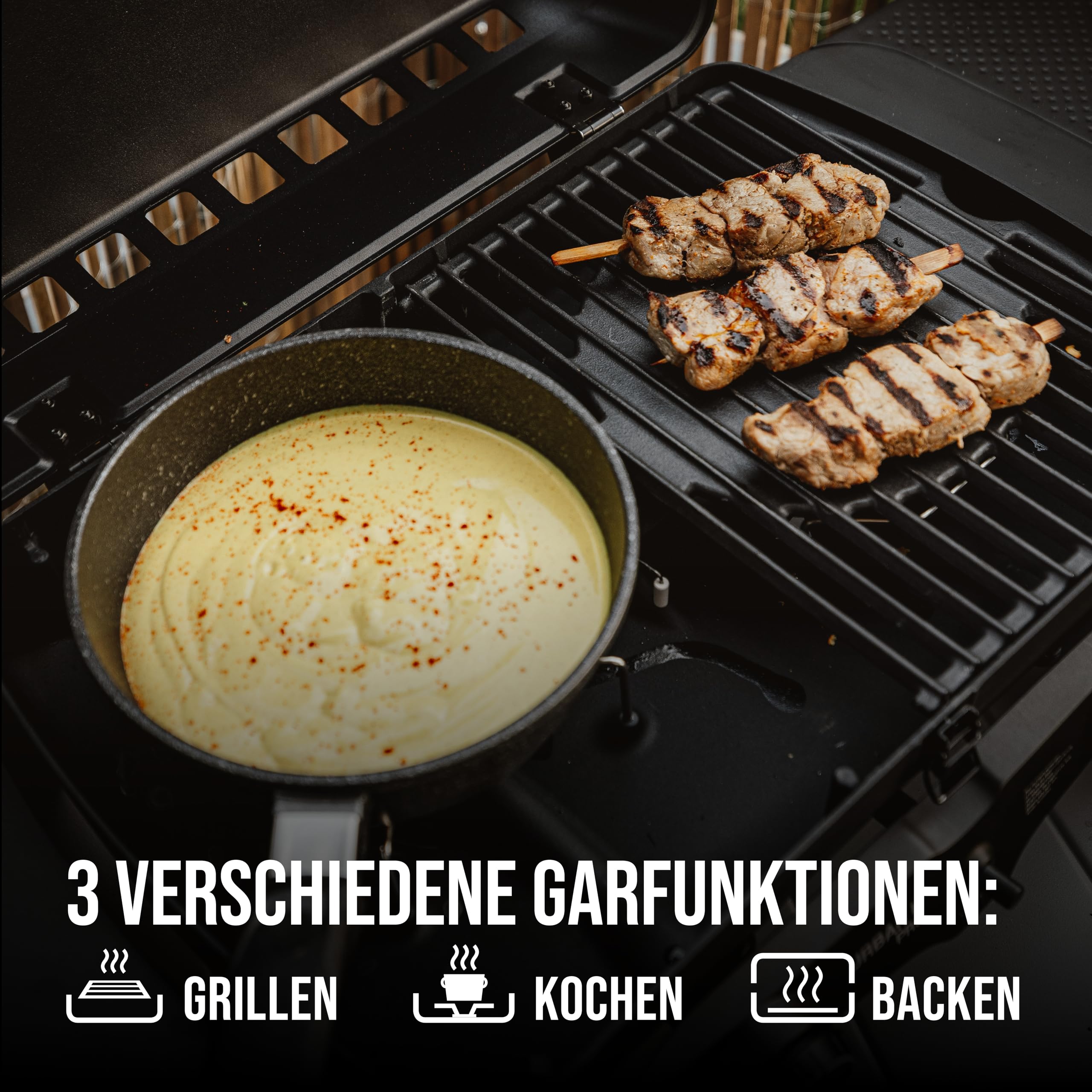 Enders Urban II Pro Gasgrill Tischgrill 2 Brenner Edelstahl mit Thermometer Gusseisen-Rost