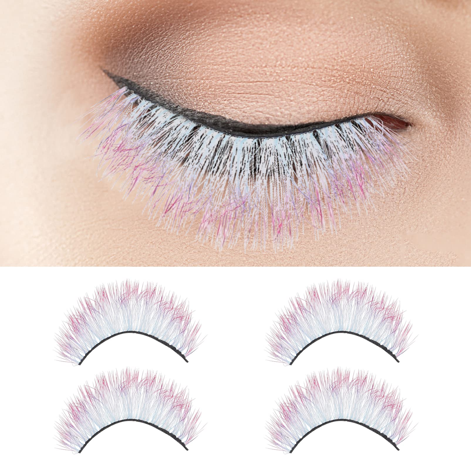 LALAFINA 25paia Ciglia Finte Colorate Per Trucco e Cosplay Per Feste Maschera e Performance Sceniche