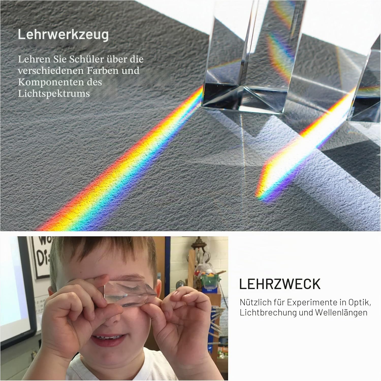4 Stück 50 mm klares K9-Kristall-Dreiecksprisma für Foto, Regenbogenlichter, Kristall-optische Prismen, Glas, Physik, Unterricht, gebrochenes Lichtspektrum, Studenten, Geschenk