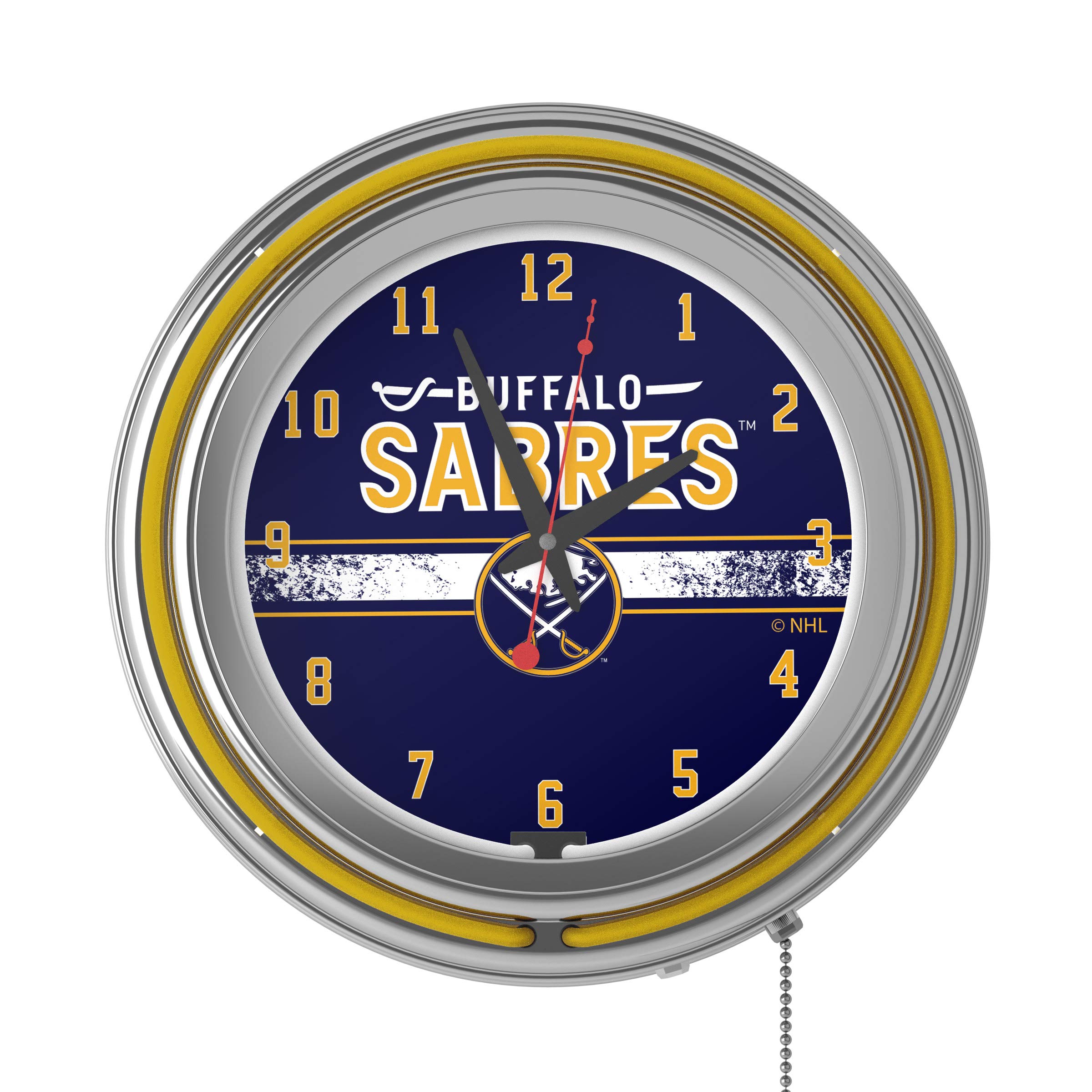 Trademark Gameroom NHL Chrome Double Rung Neon Clock - Buffalo Sabres