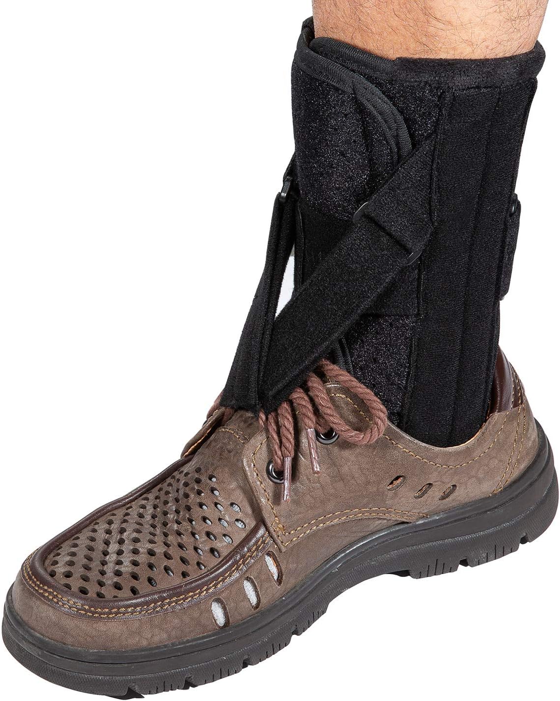 Foot Up Drop Foot Brace - Orthosis with Adjustable Straps and 4 Support Strips for Improved Walking Gait When Wearing Shoes, Ankle Stability Support, Fits Left or Right Foot for Women and Men