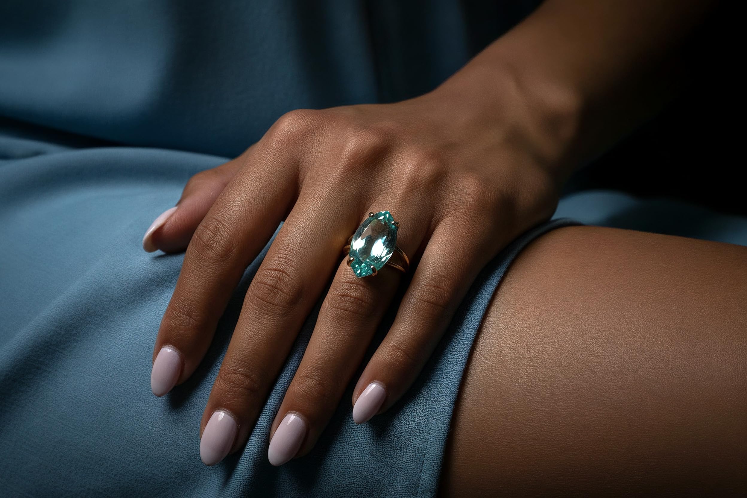 Handwerker Blau Topas Ringe für Frauen - Luxus Geburtsstein Schmuck, Mode Ringe, Alltag Ringe, Aussage Schmuck für Damen - Geschenke für Sie Geburtstag, Verlobung, Graduierung, Muttertag, Weihnachten