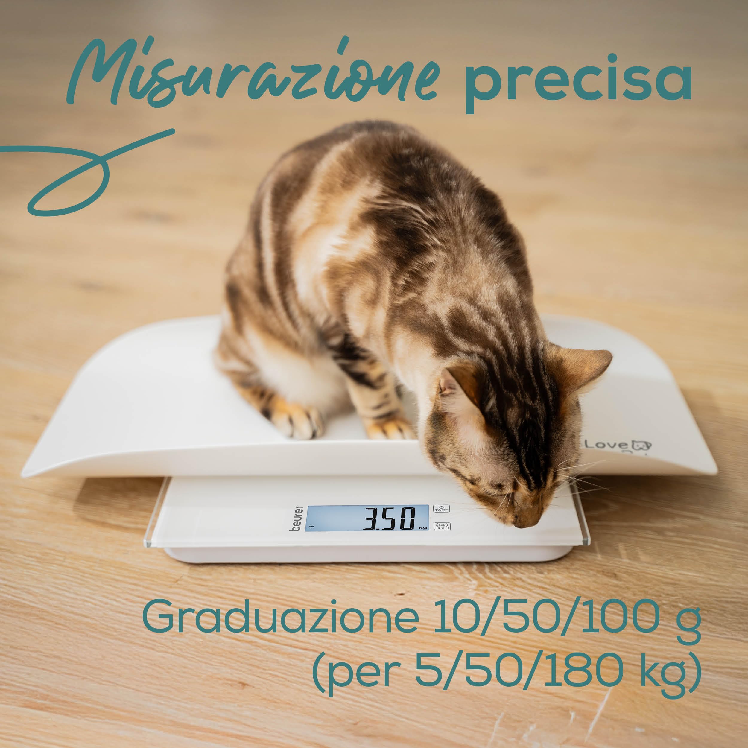 Beurer Love Your Pet Bilancia "Polly" per Animali Domestici e Persone, Piatto di Pesata Rimovibile, Bilancia per cuccioli e piccoli animali a partire da 100 g, con funzione Fermo-pesata, max 180kg
