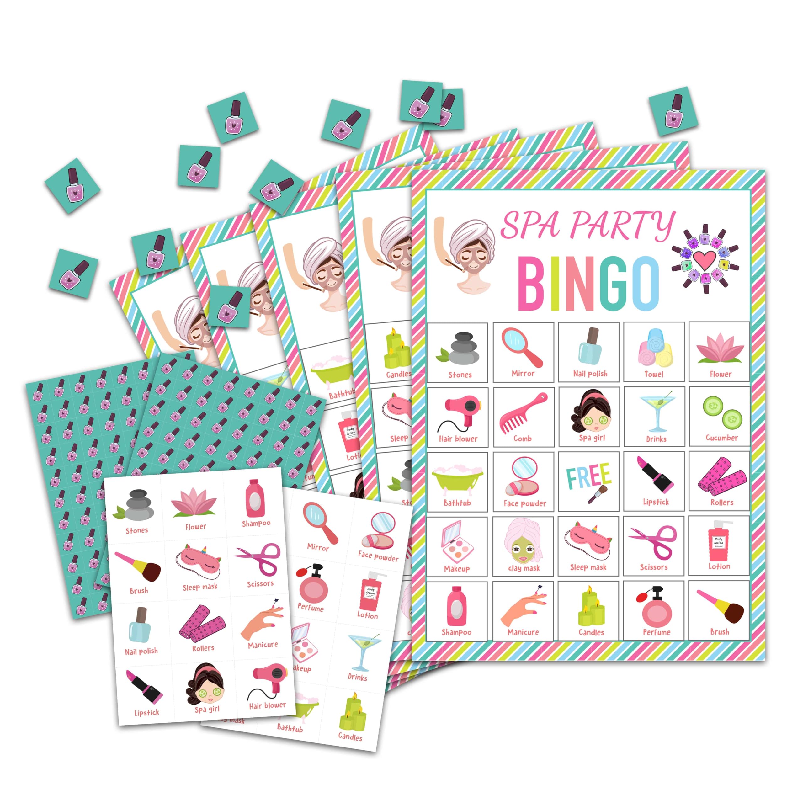 OZTEMETY Spa Bingo Card Game for Adults - 24 Players Sleepover Party Supplies, Favors & Decorations