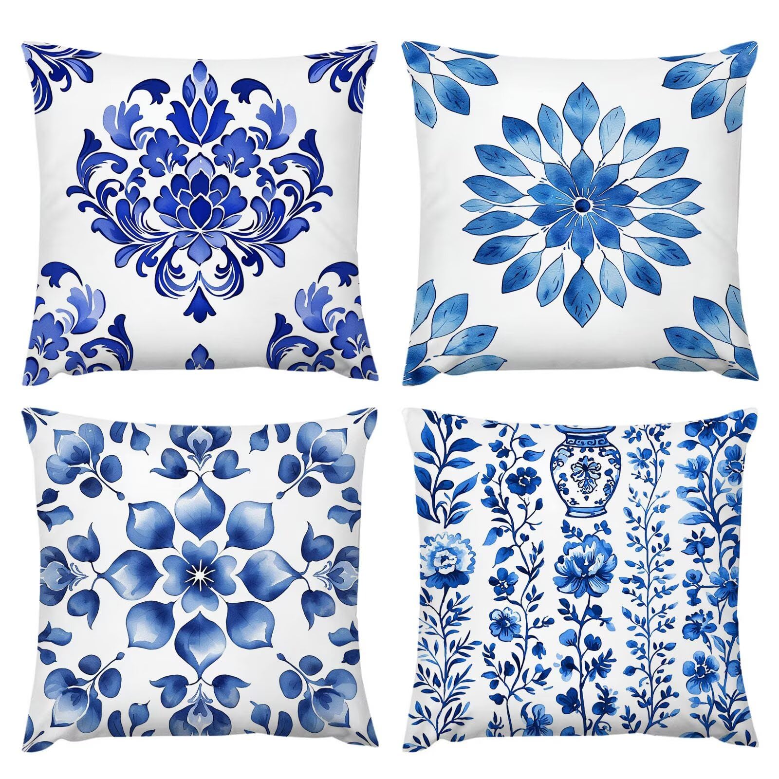 Housses de coussin d'extérieur imperméables 45x45 cm en lin lot de 4