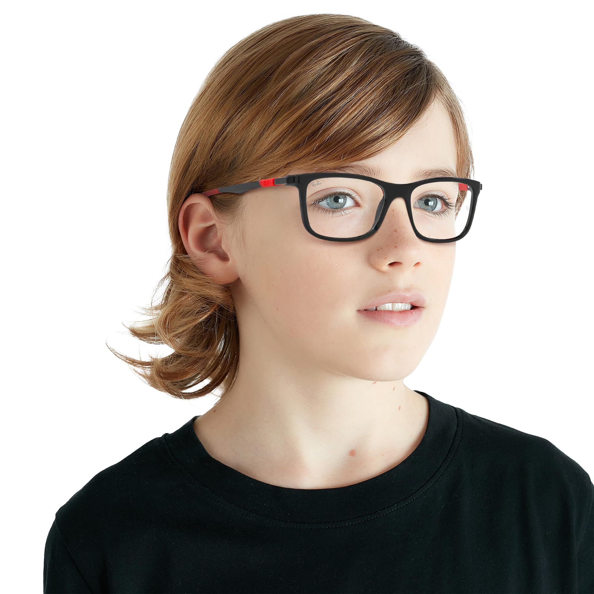 Ray-Ban Damskie kwadratowe okulary Ry1549, soczewki czarne/demo, Czarny obiektyw/Demo