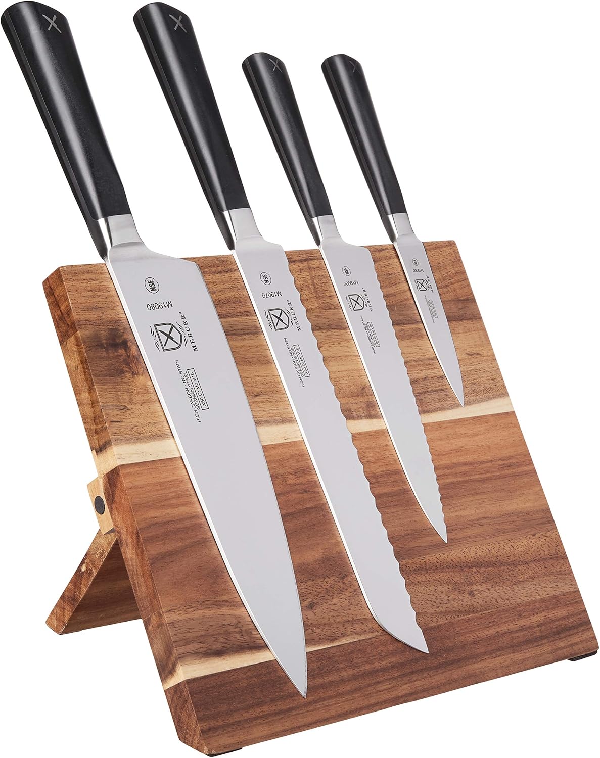 Mercer Culinary Züm 5-Piece Magnetic Board Forged Knife Set, Acacia