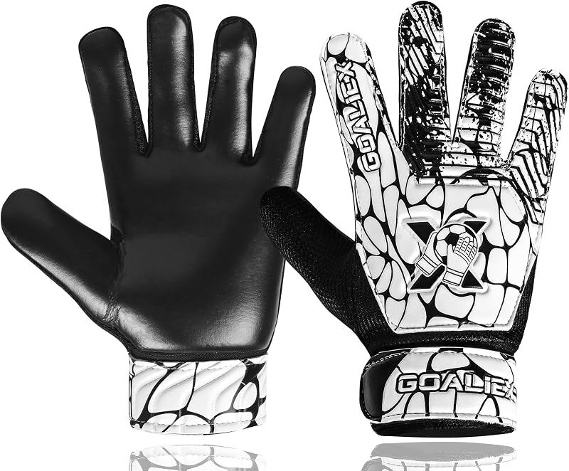 Soccer Goalie Gloves, Football Goalkeeper Gloves for Kids Boys Youth Children Double Wrist Along 4mm Super Grip Palm