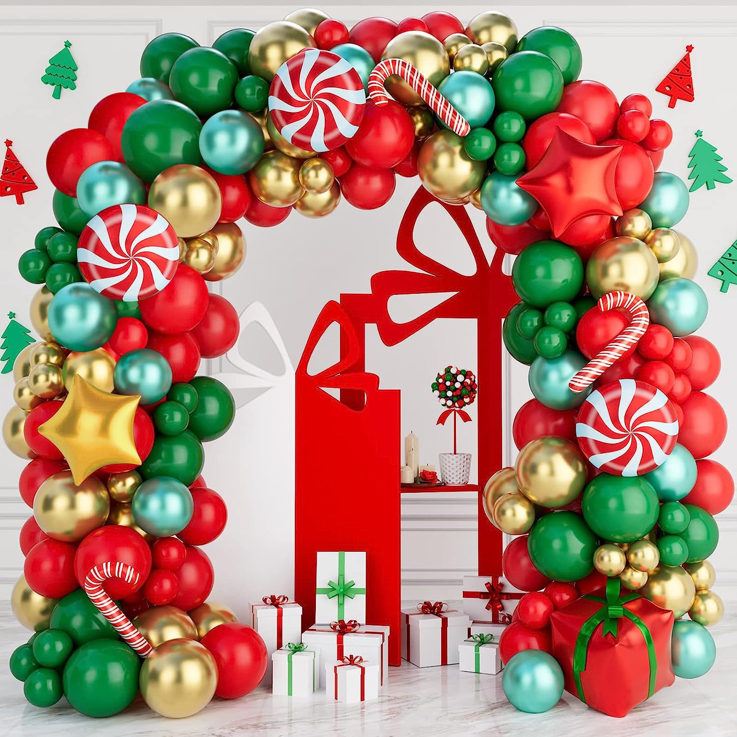 Weihnachts-Folienballons – 16 Stück Mit Zuckerstangen, Weihnachtsmann & Geschenkmotiven – Perfekt Für Partydeko