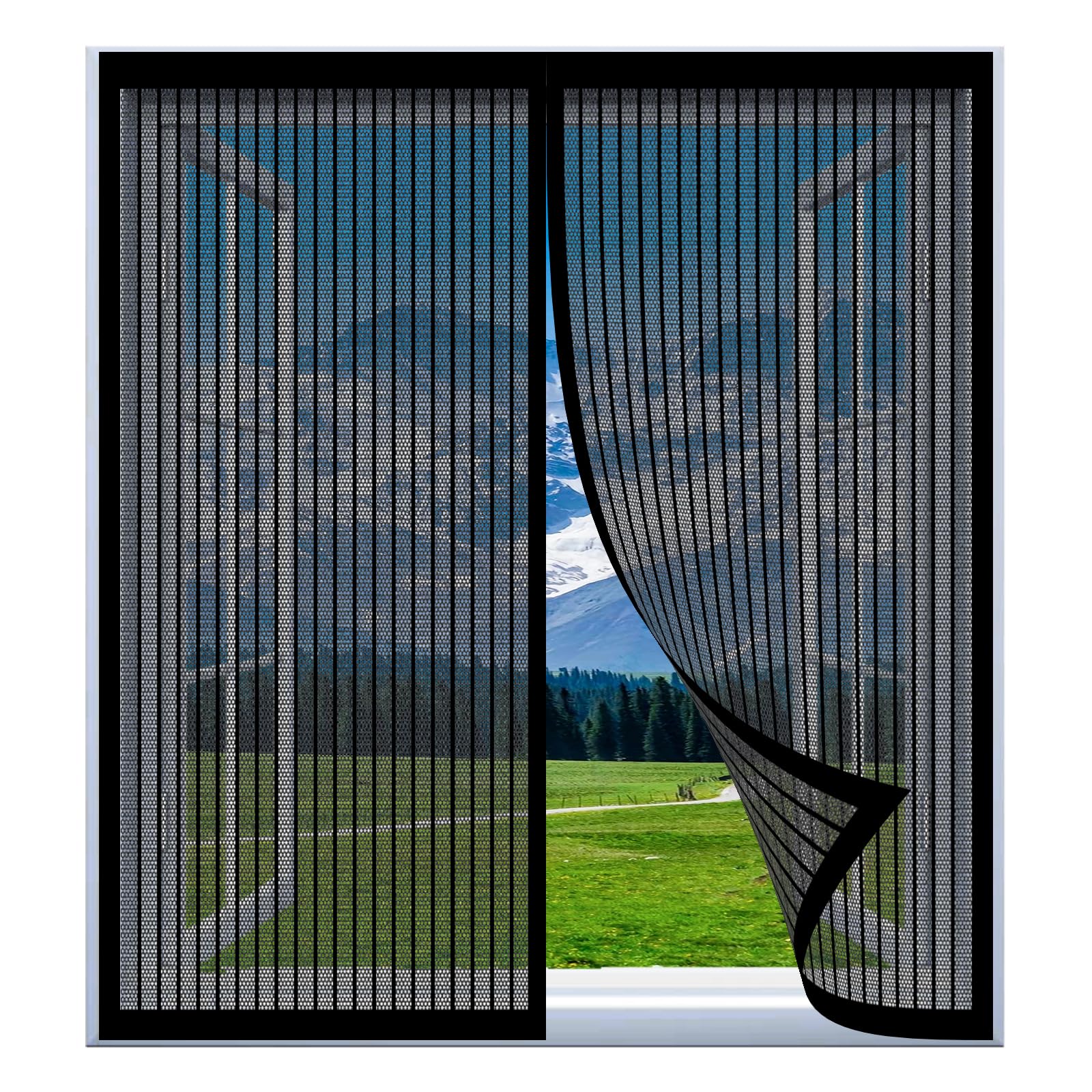 Yuanwan Black Magnetic Window Screen 109 X 127 Cm Easy Installation No Drilling Or Screwing Fly Window Screen Mesh For Windows Nets To Keep Bugs Out,