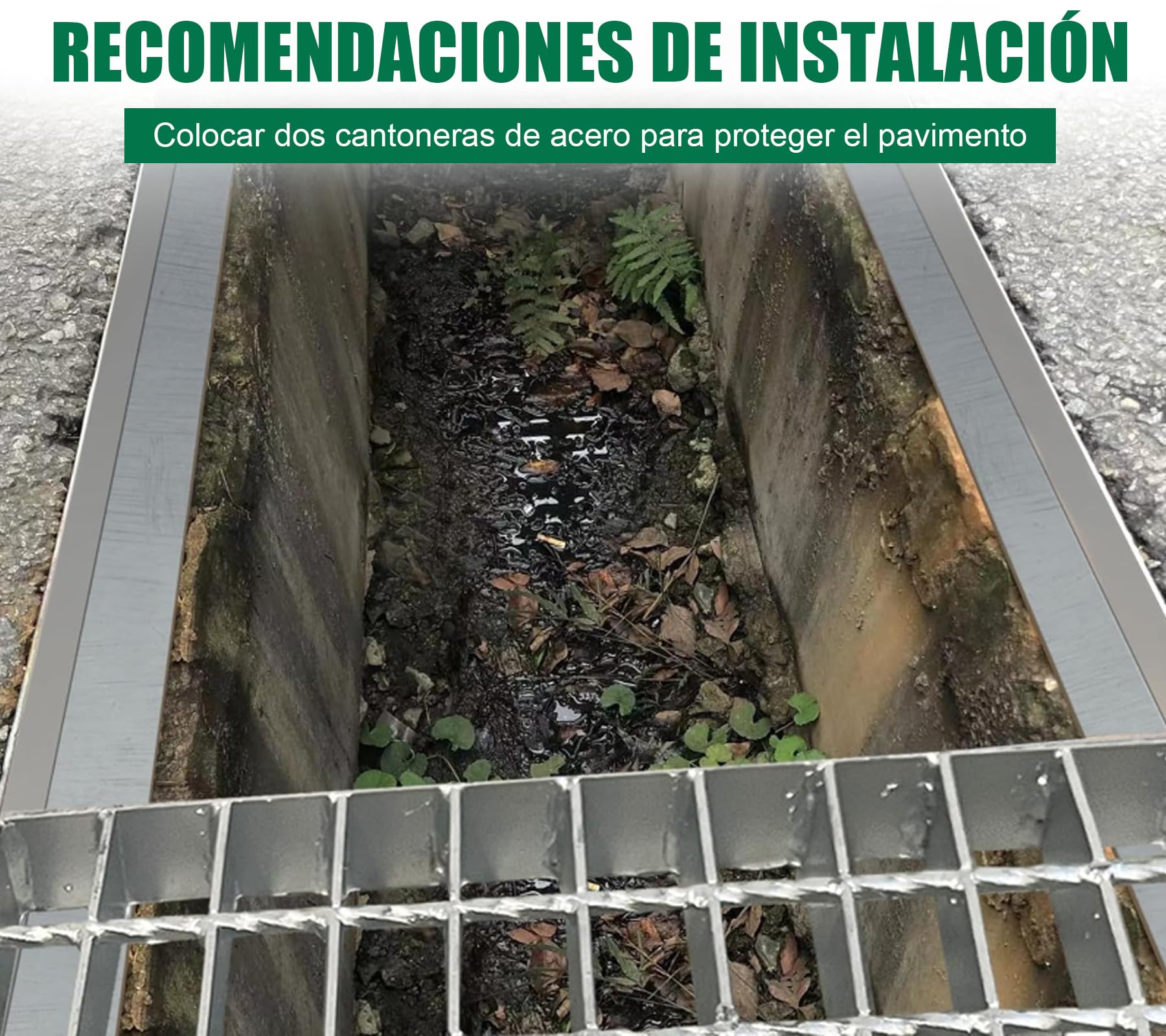 Rejilla de 1000 x 300 x 30 mm, galvanizada, B125, rejilla estándar de construcción, rejilla de acero galvanizado en caliente para canalones de drenaje y calzadas, garaje, escaleras de