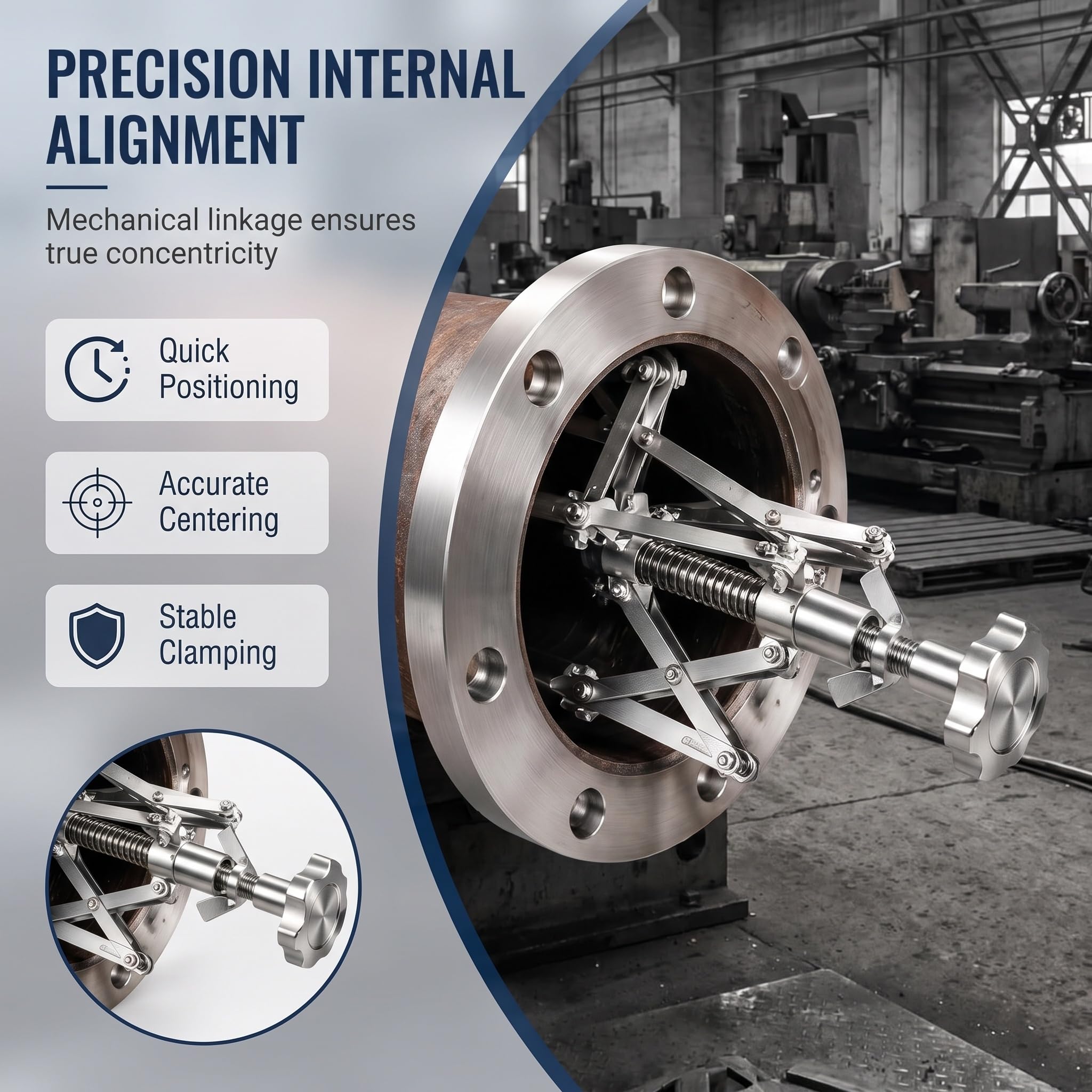 Morsetto Di Allineamento Interno Per Tubi, Allineatore Per Flange Con Espansione A 3 Griffe, Strumento Di Centraggio Regolabile In Acciaio Inox, Opzioni 40-80 Mm / 80-170 Mm Per Lallineamento