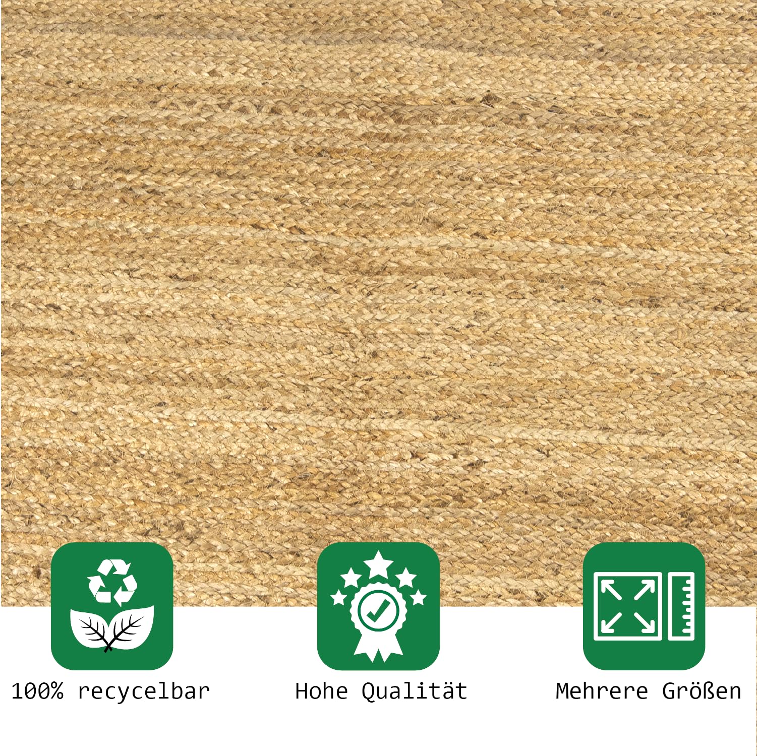 Tapis en toile de jute rectangulaire - 200 x 300 cm - Moderne - Fabriqué à la main - 100 % fibres naturelles - Décoration bohème pour chambre à coucher, cuisine, extérieur, couloir - Beige -