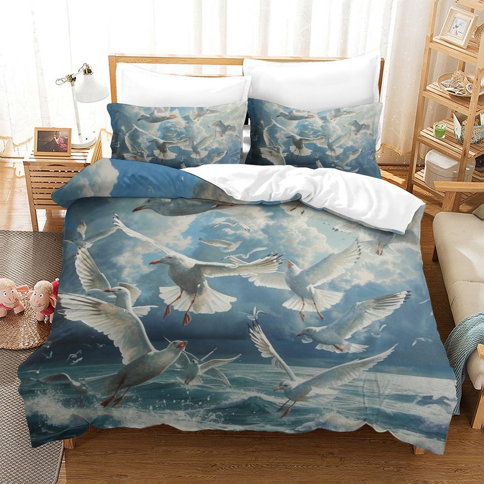 Housse de couette mouette anti-transpiration parure de lit douce 200x200