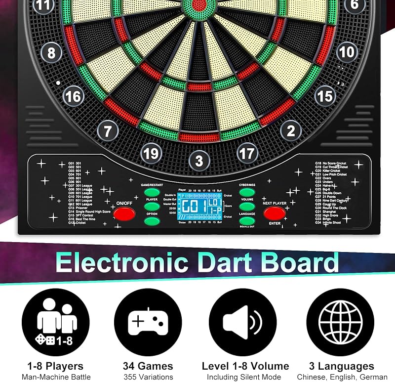 Mejasg Profi Darts Tábla Acél Dartboard 6 Fém Nyíllal Felnőtteknek