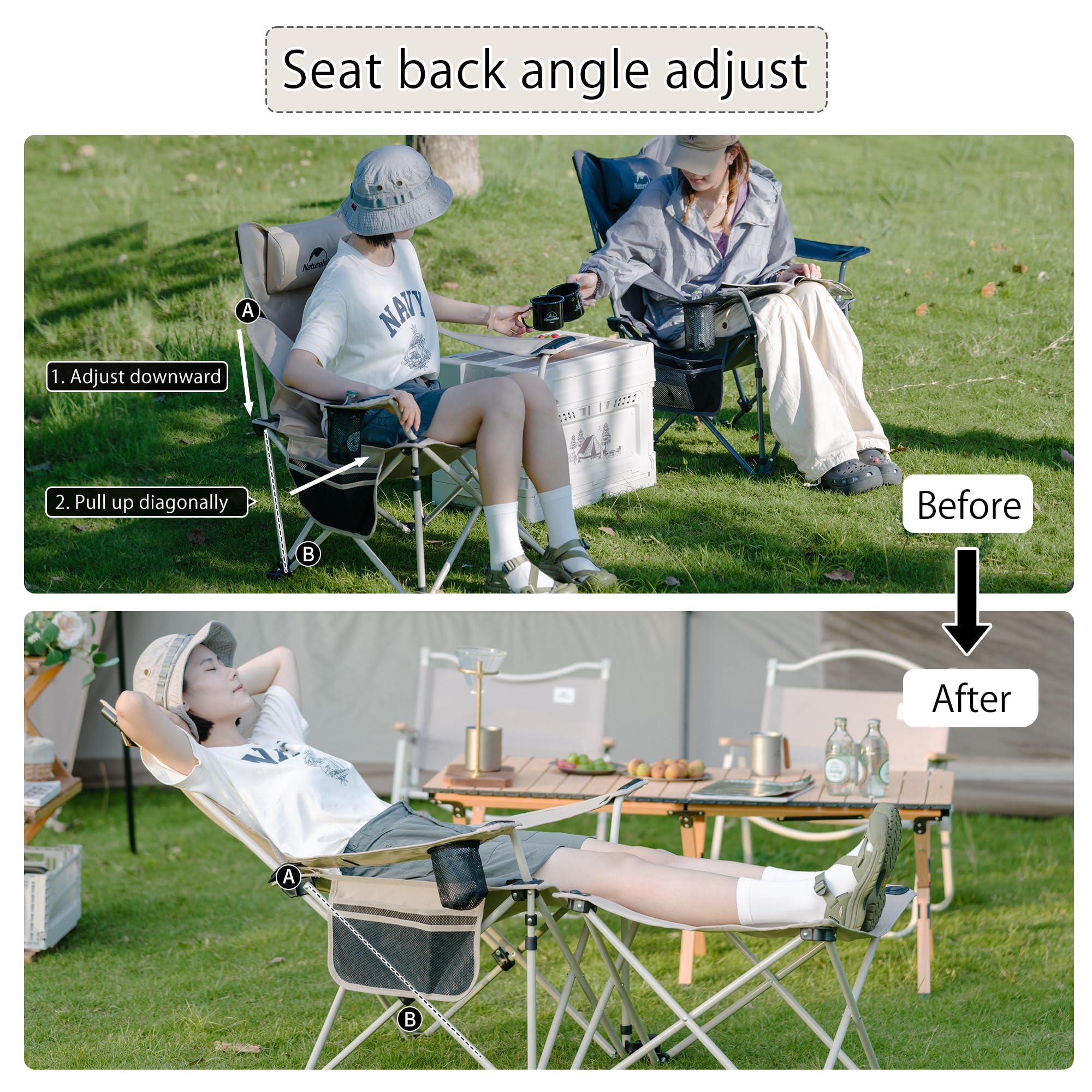 Naturehike Sedia Lounge Staccabile Pieghevole con Braccioli e Portabicchieri Poltrona da Giardino
