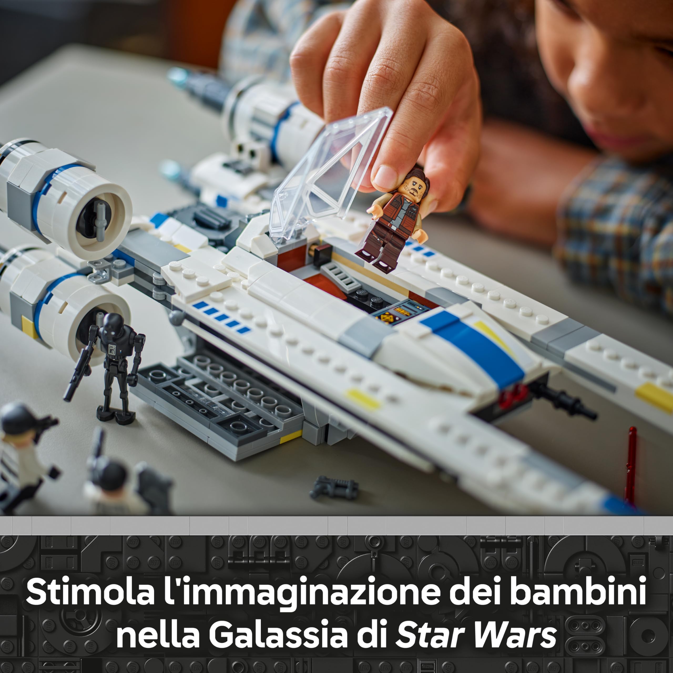 LEGO Star Wars 75399 U-Wing Starfighter Ribelle - Astronave Giocattolo da Costruire con Funzione Swing-Wing, 3 Minifigure e 1 Droide K-2SO - Regalo per Bambini da 8 Anni Fan della Stagione 2 di Andor