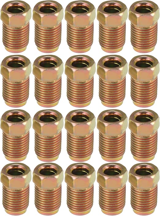 X AUTOHAUX 20pcs M10x1.0 Threads Brake Line Nut Fittings for 3/16" Steel Brake Line Tubing for Car