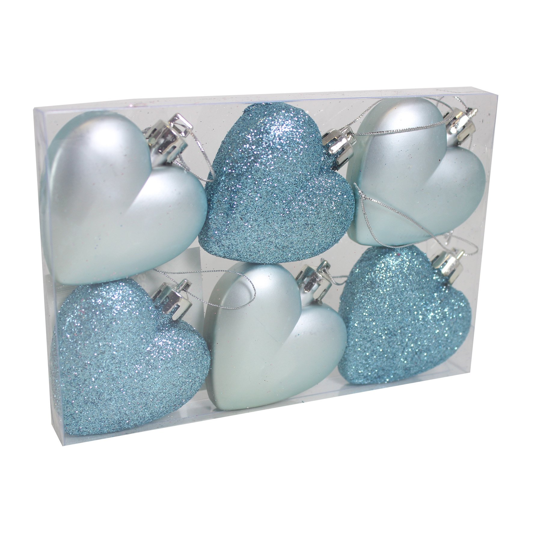Theme Machine Blue,Silver Davies Products 6 Pack 50Mm Glitter/Plain Hearts - Ice Blue