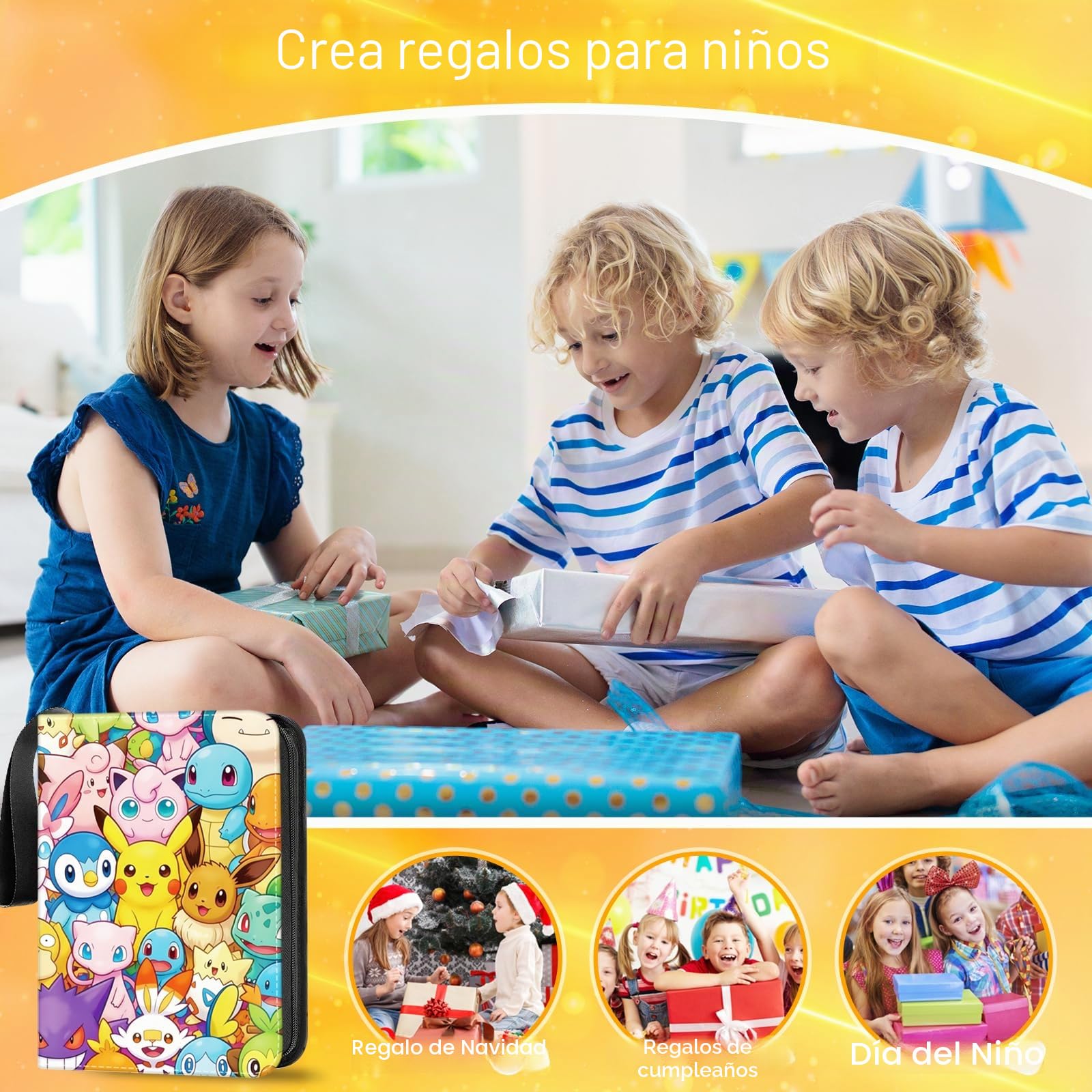 Álbum para cartas coleccionables, álbum de 4 bolsillos de cuero PU, álbum para cartas con capacidad para 400 cartas, 50 páginas, impermeable, carpeta para tarjetas, libro organizador, funda para
