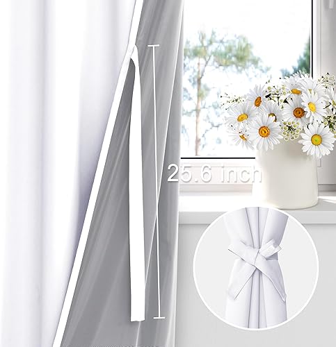 Miniatura 4 de XWZO Cortinas 100% opacas con alzapaños, 2 capas gruesas completamente sombreadas, tratamiento de ventana con aislamiento térmico, bolsillo para
