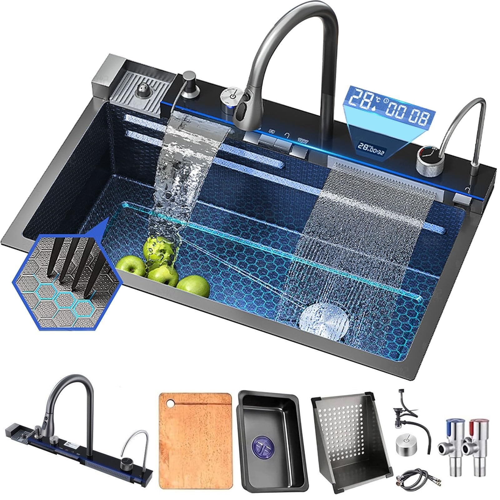 Évier de cuisine cascade inox pour simplifier la préparation des repas