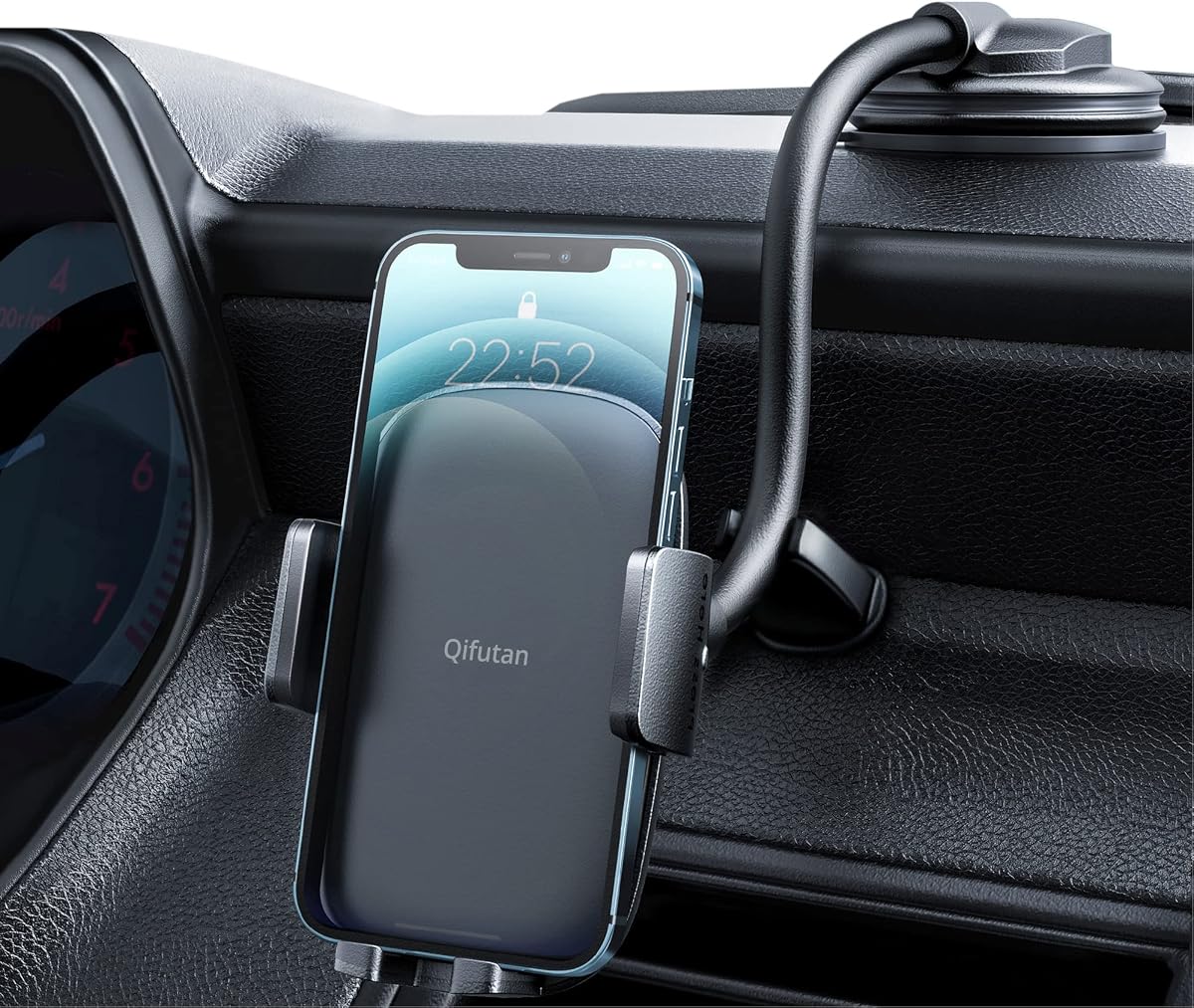Cell Phone Holder for Car Phone Mount Long Arm Dashboard Windshield Car Phone Holder Anti-Shake Stabilizer Phone Car Holder Compatible with All Phone Android Smartphone, Black