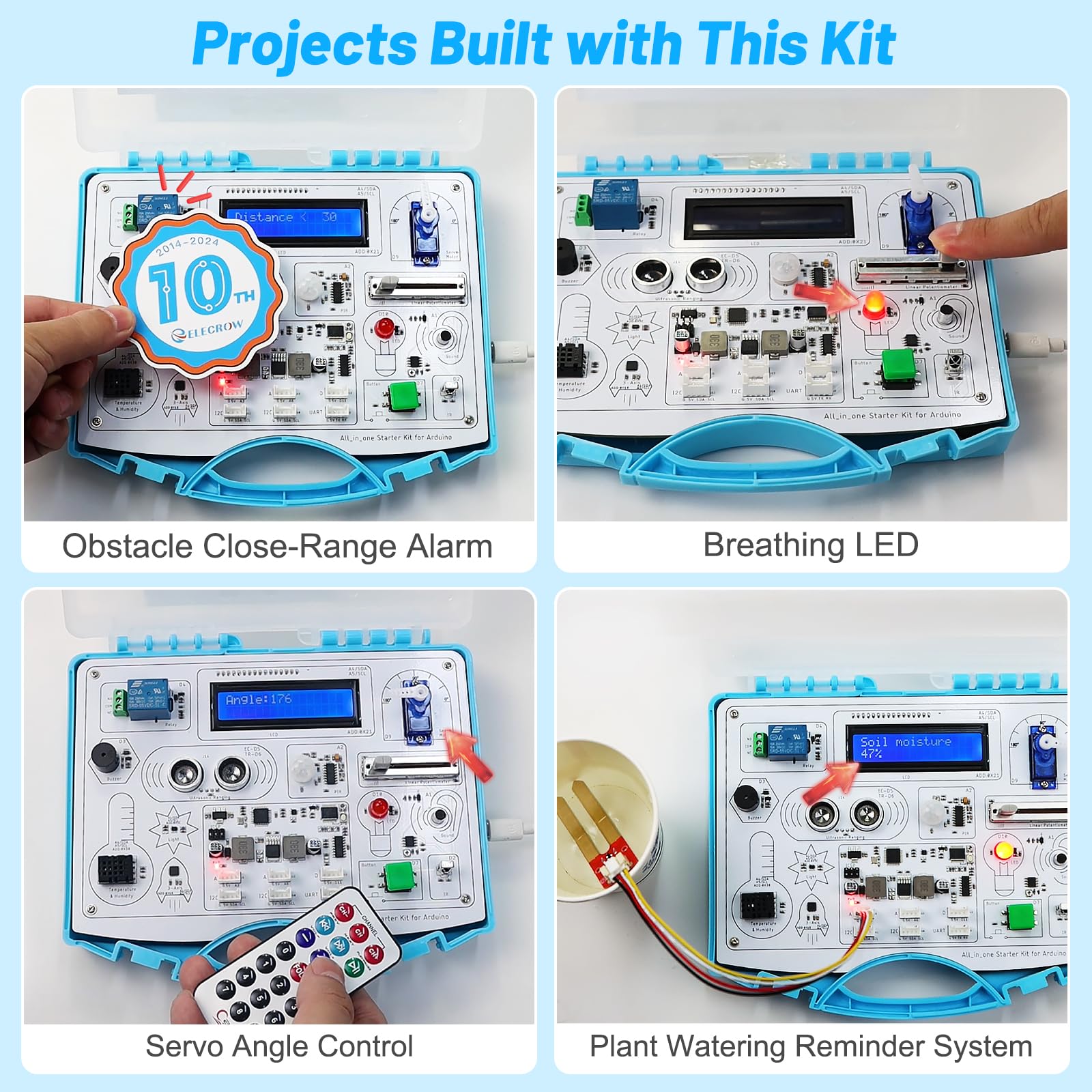 ELECROW Kit de démarrage tout-en-un compatible Arduino avec 15 capteurs et 21 leçons