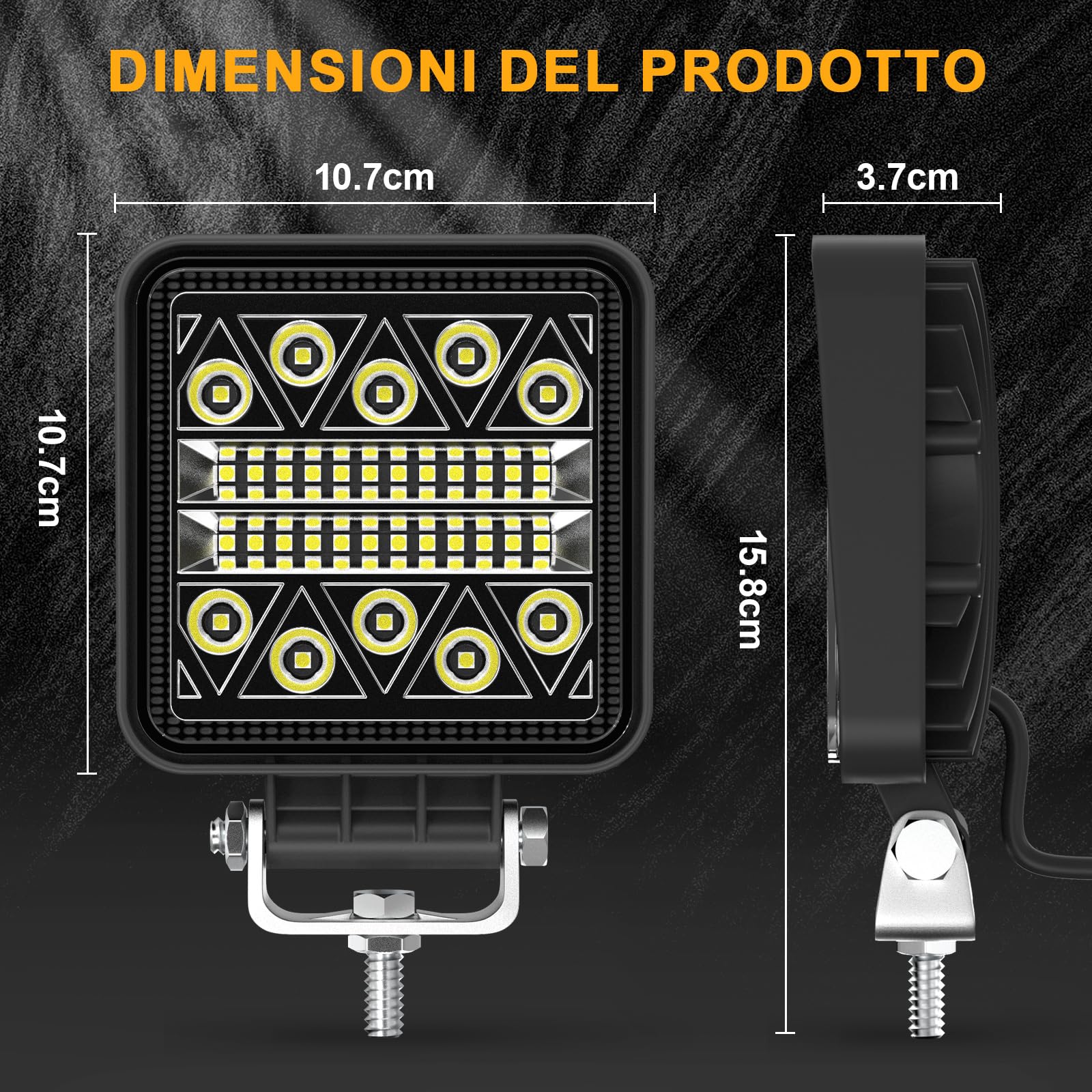 antom 2 Pcs Faro da Lavoro Led Quadrato 102W Faretti di Profondità Supplementari a Led per Trattore, Barca, Camper, Pick Up, Fuoristrada, Gokart