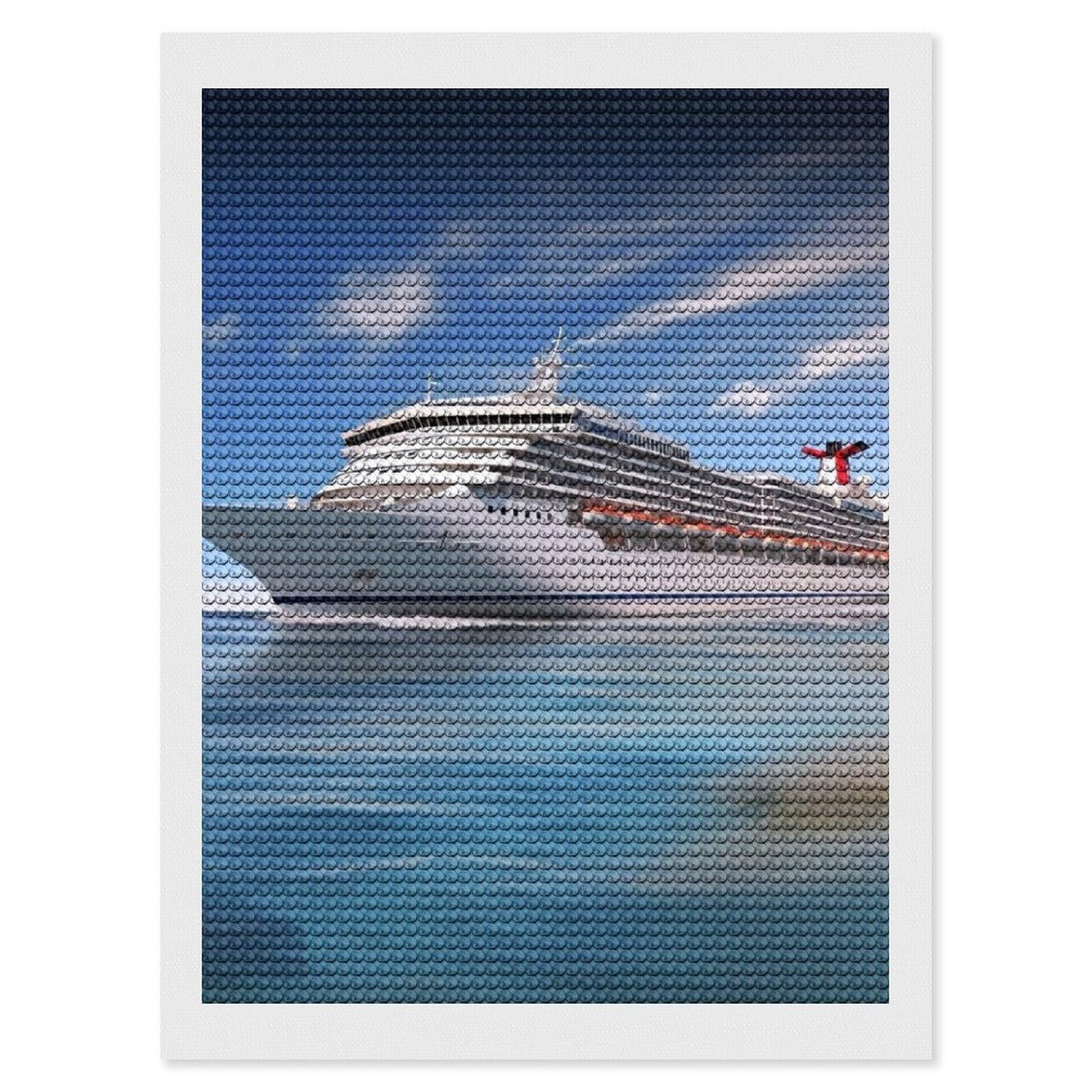 FodPand Diamond Art Kits for Adults, 5D Aurora Diamond Painting Kits for Beginners, Seaside Cruise Ship DIY Full Drill Dots Gem Art Paint Crafts for Home Wall Decor 12"x16"