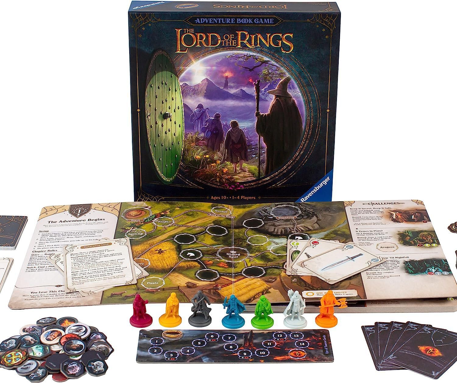 Ravensburger Lord of the Rings Adventure Book - wciągająca rodzinna gra planszowa dla dzieci i dorosłych w wieku 10 lat i starszych od 1 do 4 graczy