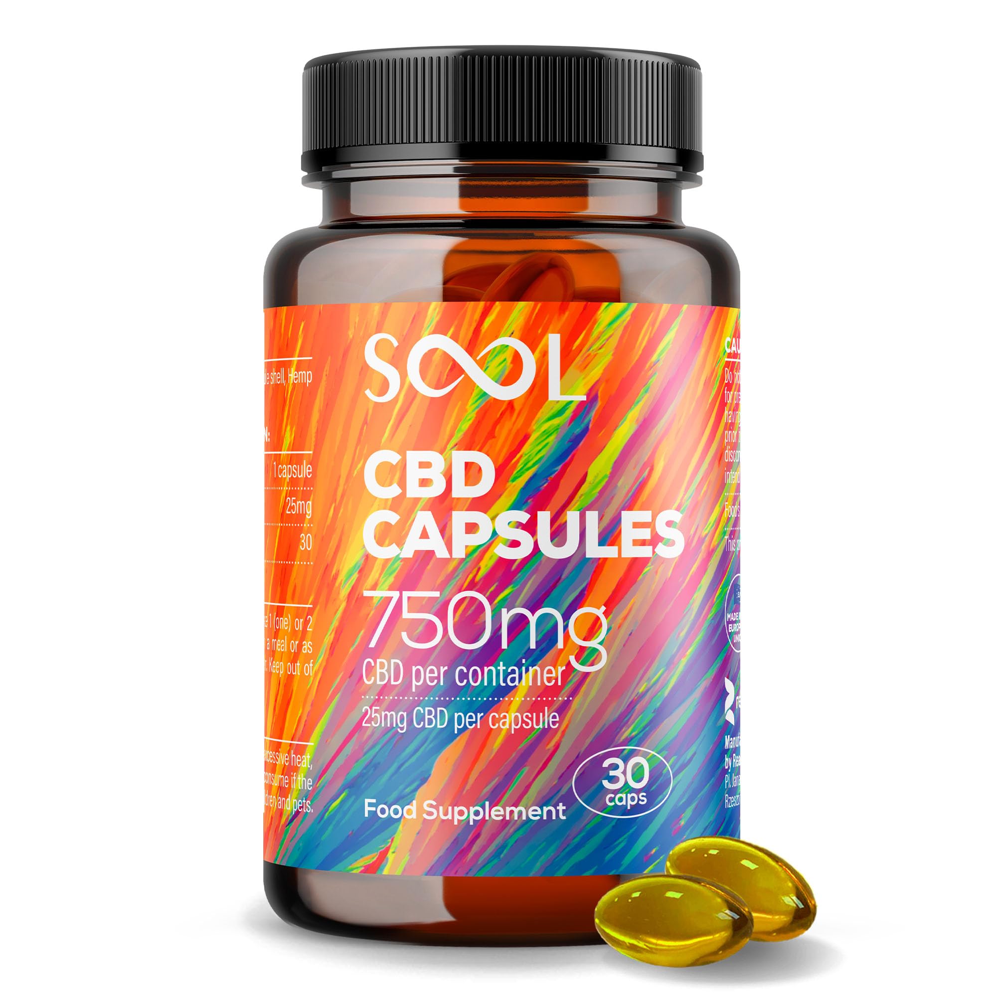 CBD Capsules 750mg 30pcs | 25mg CBD Per Gel Soft Capsule | Broad Spectrum CBD Oil Capsules | Blended with Hemp Oil | Relax - Recover - Revive