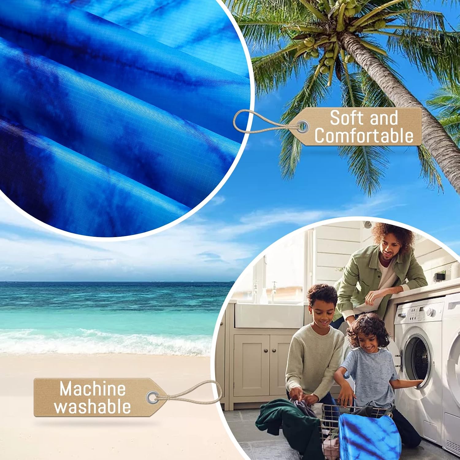Beach Blanket Waterproof Sandproof Oversized 79x 79 Soft Lightweight Portable Sand Free Large Outdoor Mat with Corner Pockets for Travel Camping Vacation Accessories Essentials Gift