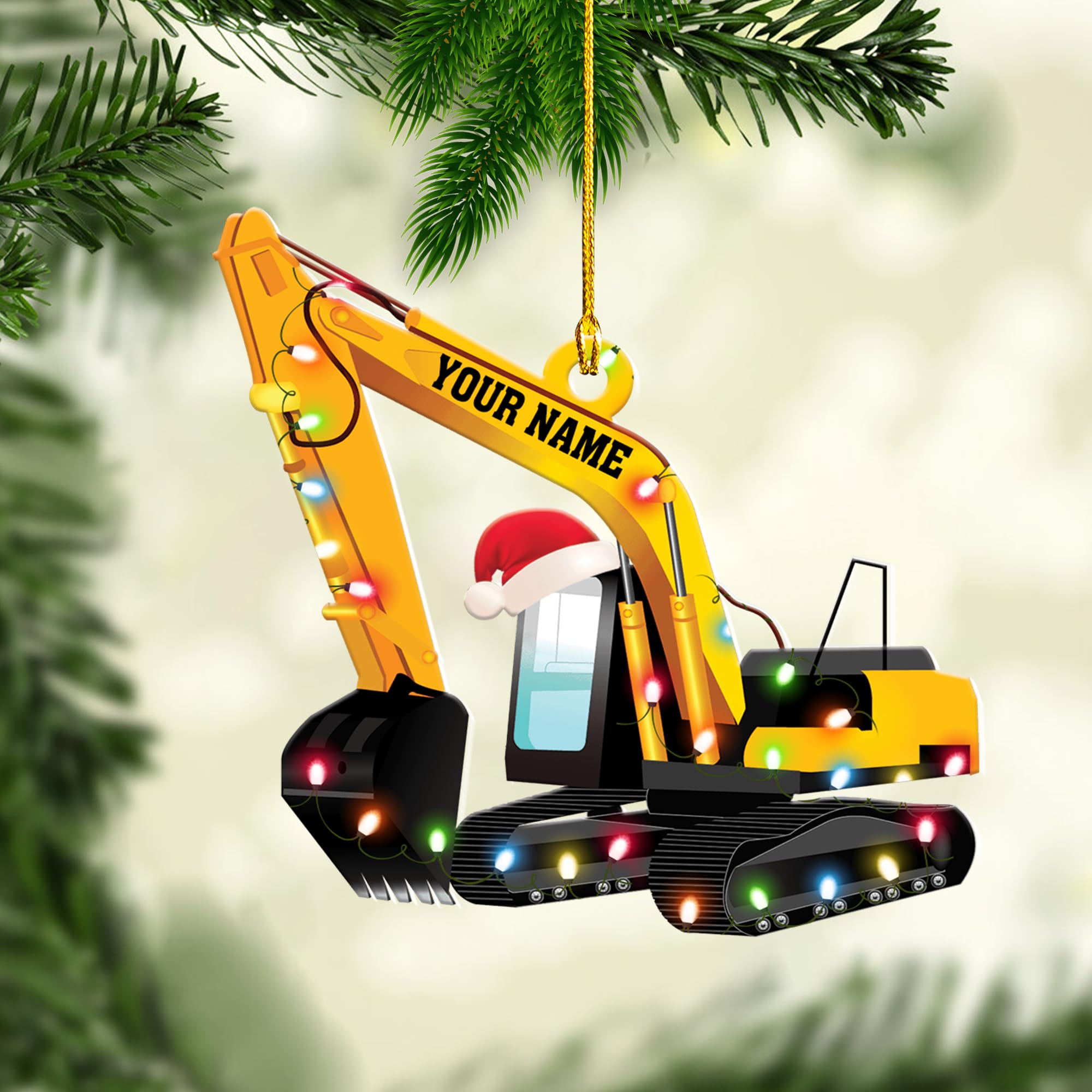 Personalized Excavator Christmas Ornament, Custom Excavator Ornament, Construction Christmas Ornaments Excavator Gift 2024, Heavy Equipment Ornaments, Construction Vehicle Worker Tree Ornament (E6)