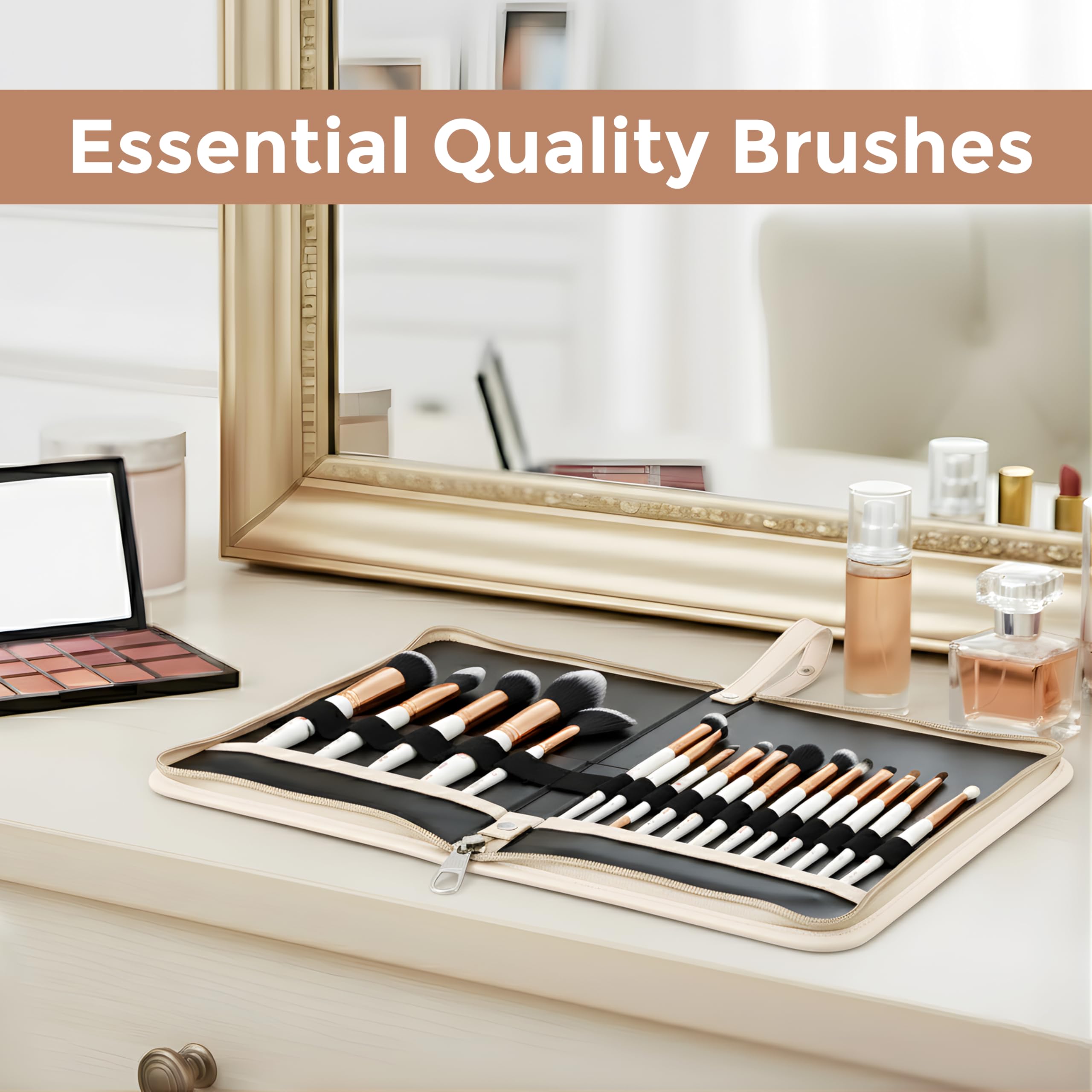 London Prime, set di pennelli professionali da trucco, 17 pezzi, con fondotinta, correttore, ombretto, cipria, fard, contouring, illuminante, eyeliner, labbra, sfumatura e viso.