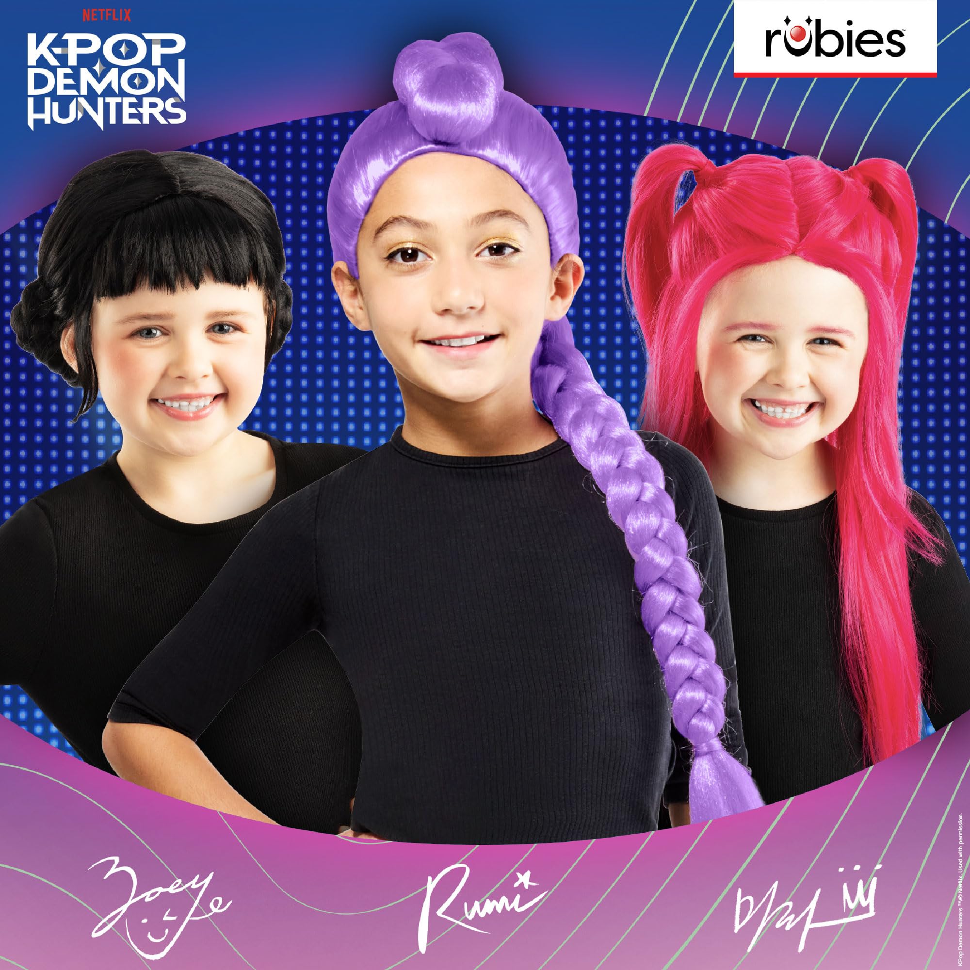 Rubies Official Netflix K-Pop Demon Hunters Rumi Wig Child Costume Accessory, Kids Fancy Dress, One Size, Purple, 50 cm x 20 cm - Image 4