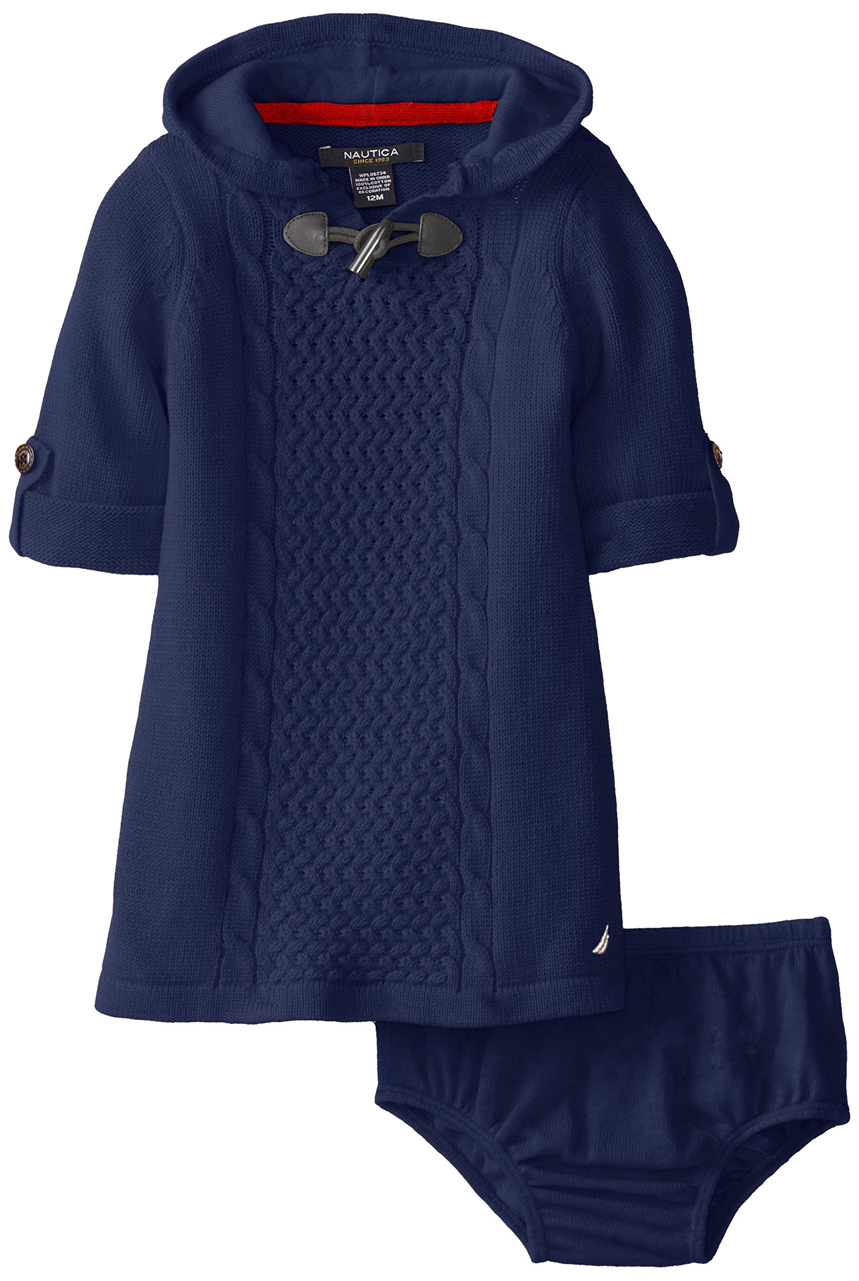 Nautica Girls' Hooded Sweater Dress