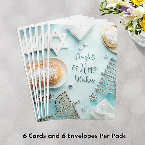 Miniatura 6 de Designer Greetings Special Thoughts - Tarjetas de Hanukkah de lujo, diseño de mesa de Hanukkah brillante (6 tarjetas con sobres blancos)