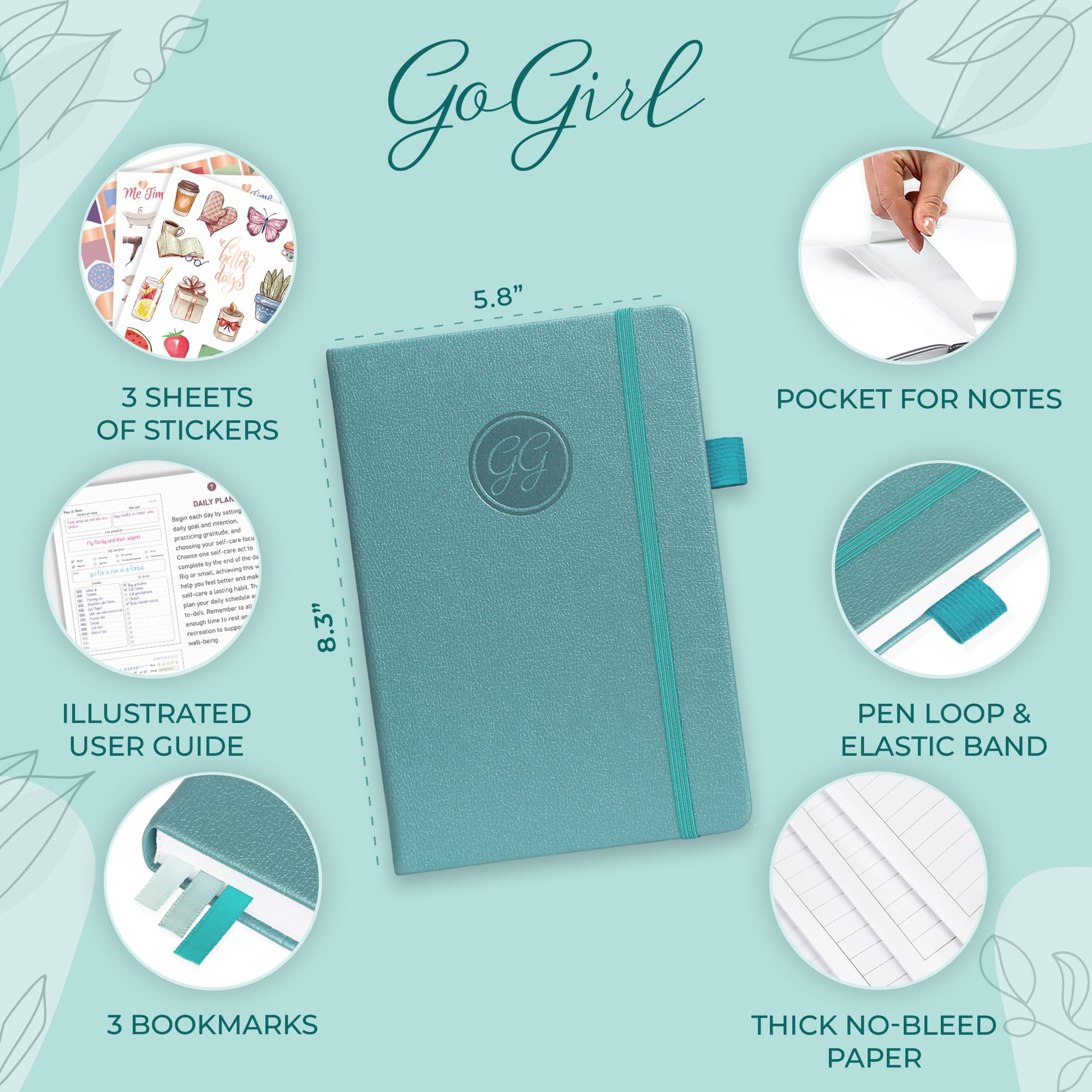GoGirl Self-care Journal, Daily Mental Health Notebook with Mood & Wellness Trackers, Personal Development - Image 2
