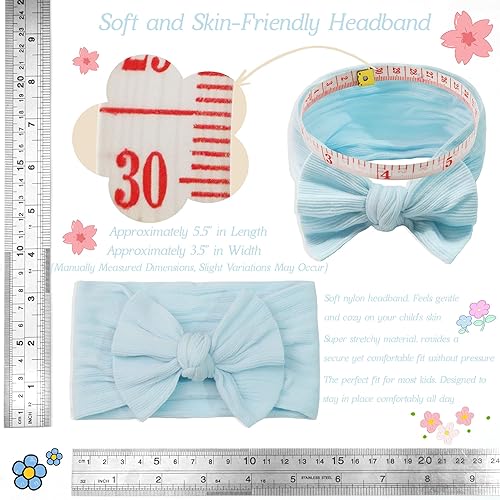 Miniatura 2 de CÉLLOT - 10 diademas para bebé en diferentes colores con nudo suave y muy elástico, con moños de nailon, banda para el cabello, para recién nacidas