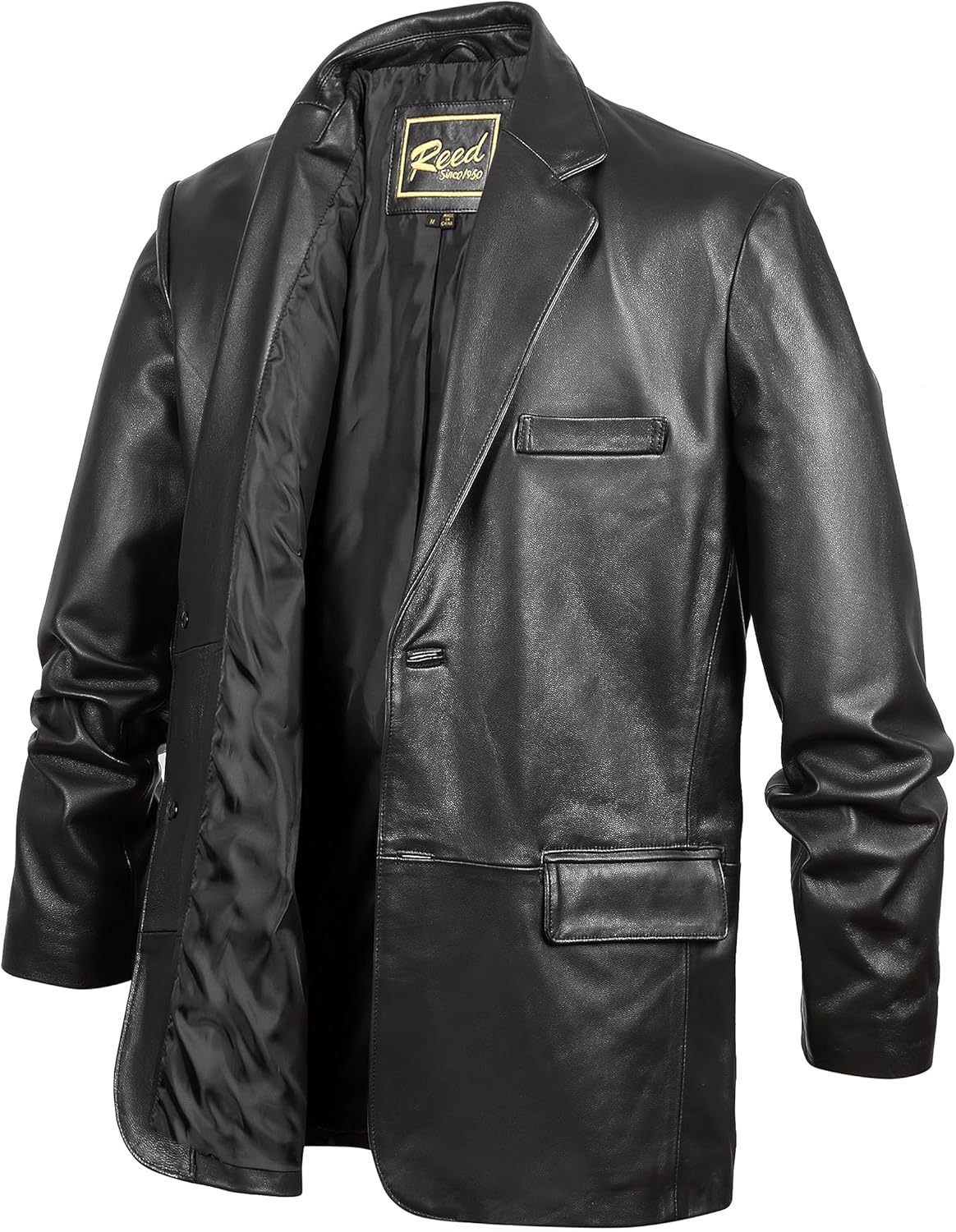 REED EST. 1950 Men’s Genuine Leather Blazer Coat – Classic Sport Jacket with Roomy Shoulder Relaxed Fit - Image 4