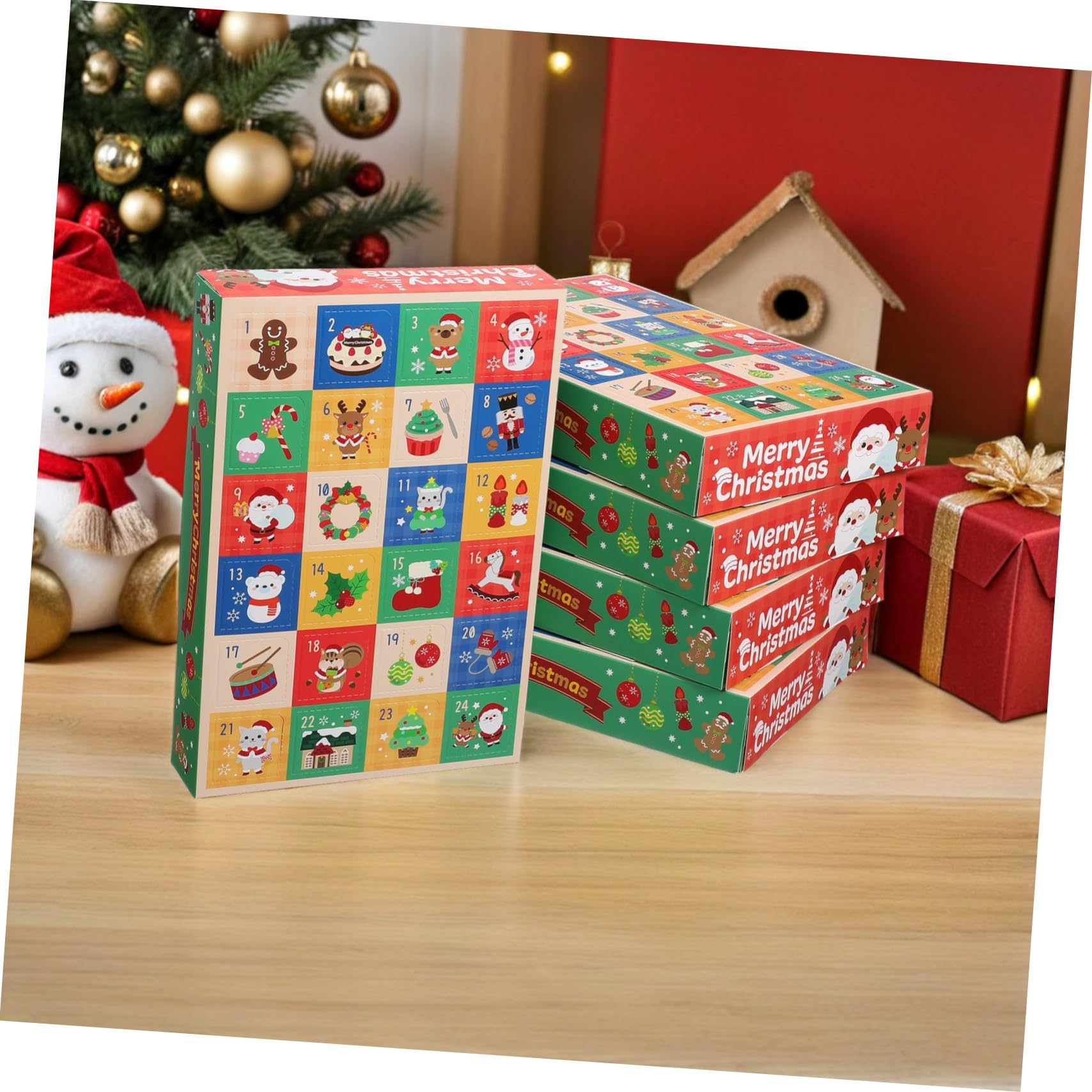PLAFOPE 15piezas Caja De Calendario De Regresiva Para Navidad Cajas Vacías De Calendario De Adviento Diy De Dulces y Regalos Festivos
