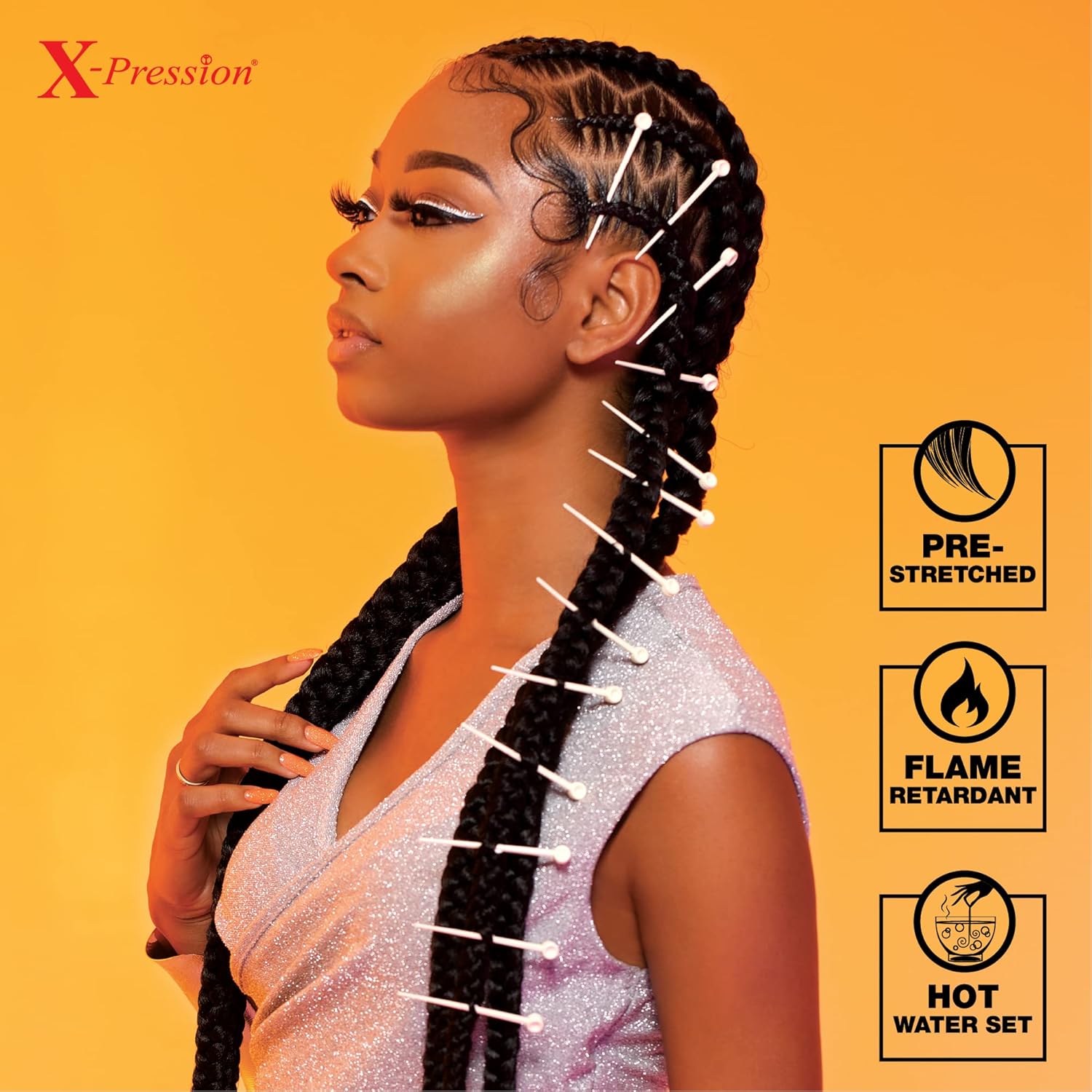 Sensationnel X-pression prestretched braiding hair - 6x braid 58 inch all kanekalon flame retardant synthetic braid for box braids and twists (27 HONEYBLONDE)