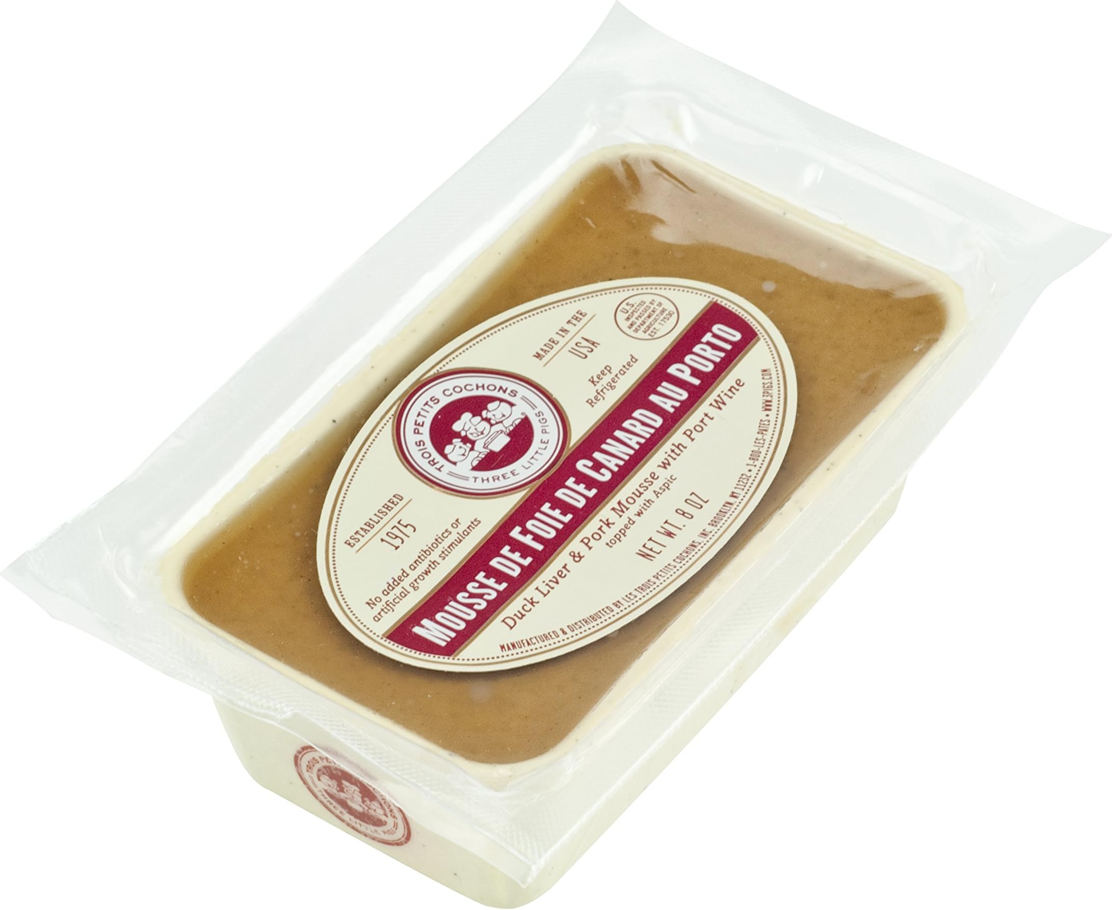 Duck Liver Mousse with Port | Mousse de Foie de Canard au Porto by Les Trois Petits Cochons - 8 oz (Pack of 6)