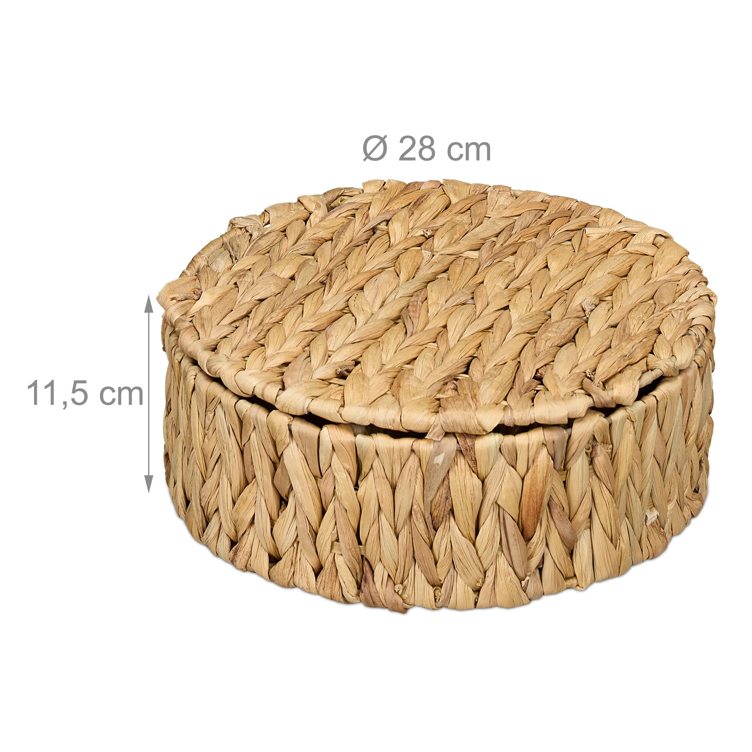 Relaxdays Boite à thé, 7 Compartiments, pour sachets de thé/Sucre, Aspect tressé, eichhornia, HxD : 11,5 x 28 cm, Nature