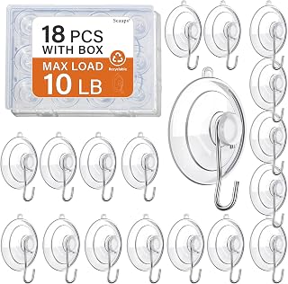 Scaups 18 Pack Suction Cup Hooks 10LB Heavy Duty Reusable for Windows Bathrooms Kitchens Tiles Glass