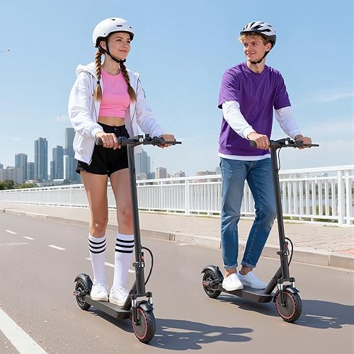 Vista 9 de Electric Scooter for Adults, Folding E Scooter with 350W/500W Motor 16-24 Mph Top Speed, Max 15-60 Miles Long Range, 6.5''/8.5''/10''/14'' Solid