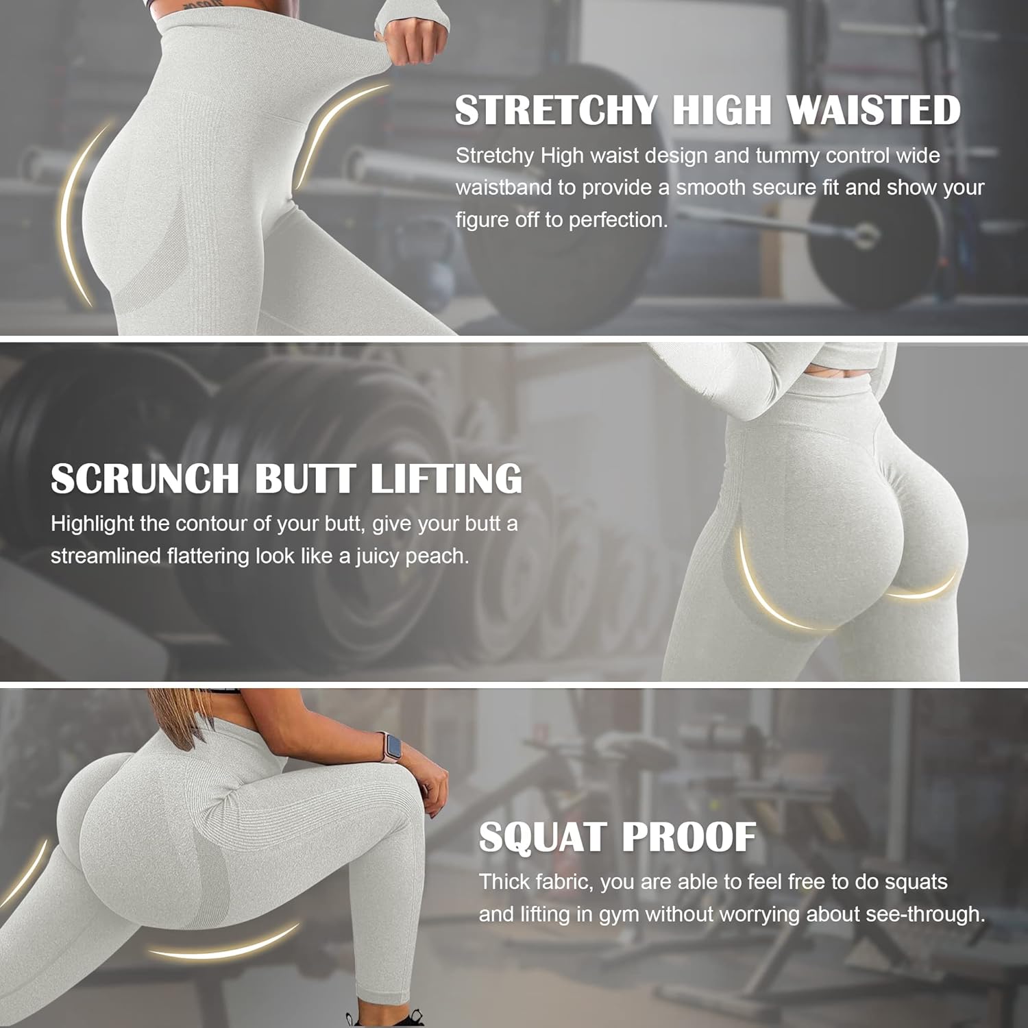 MOHUACHI Women Scrunch Butt Lifting Leggings for Women Seamless High Waisted Workout Yoga Pants Gym Booty Tights - Image 4