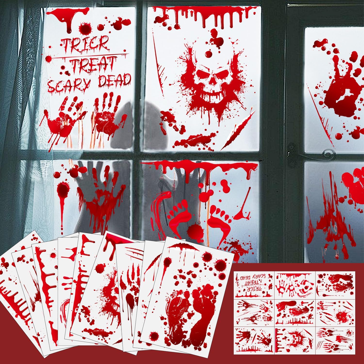 ZESION Halloween Window Clings Removable Static Window