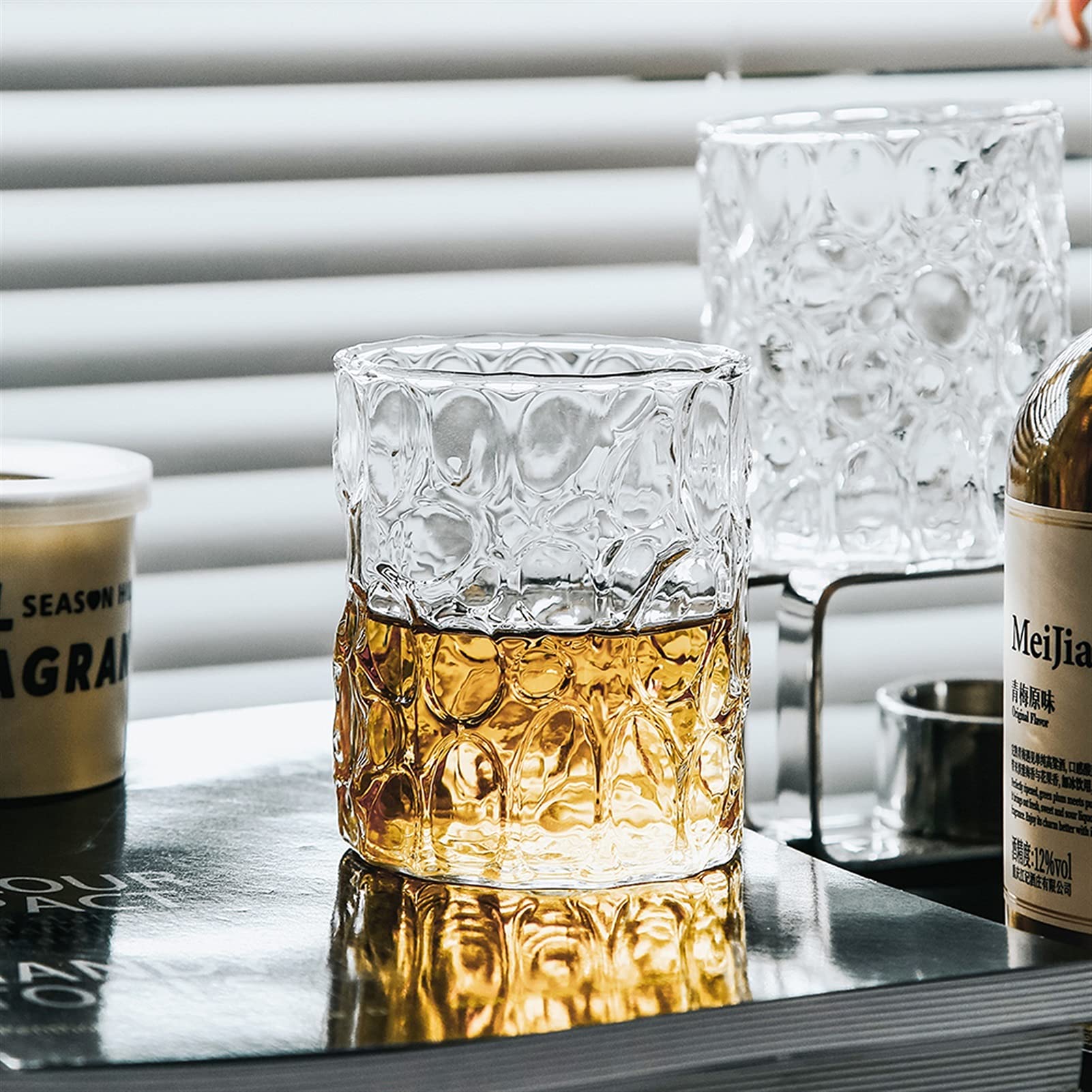 Szklane kubki kreatywne szklanki do whisky wysokie szkło borokrzemowe staromodny kubek do wina mleko śniadanie przezroczyste kubki dla przyjaciół szklanki do picia (kolor: szary)